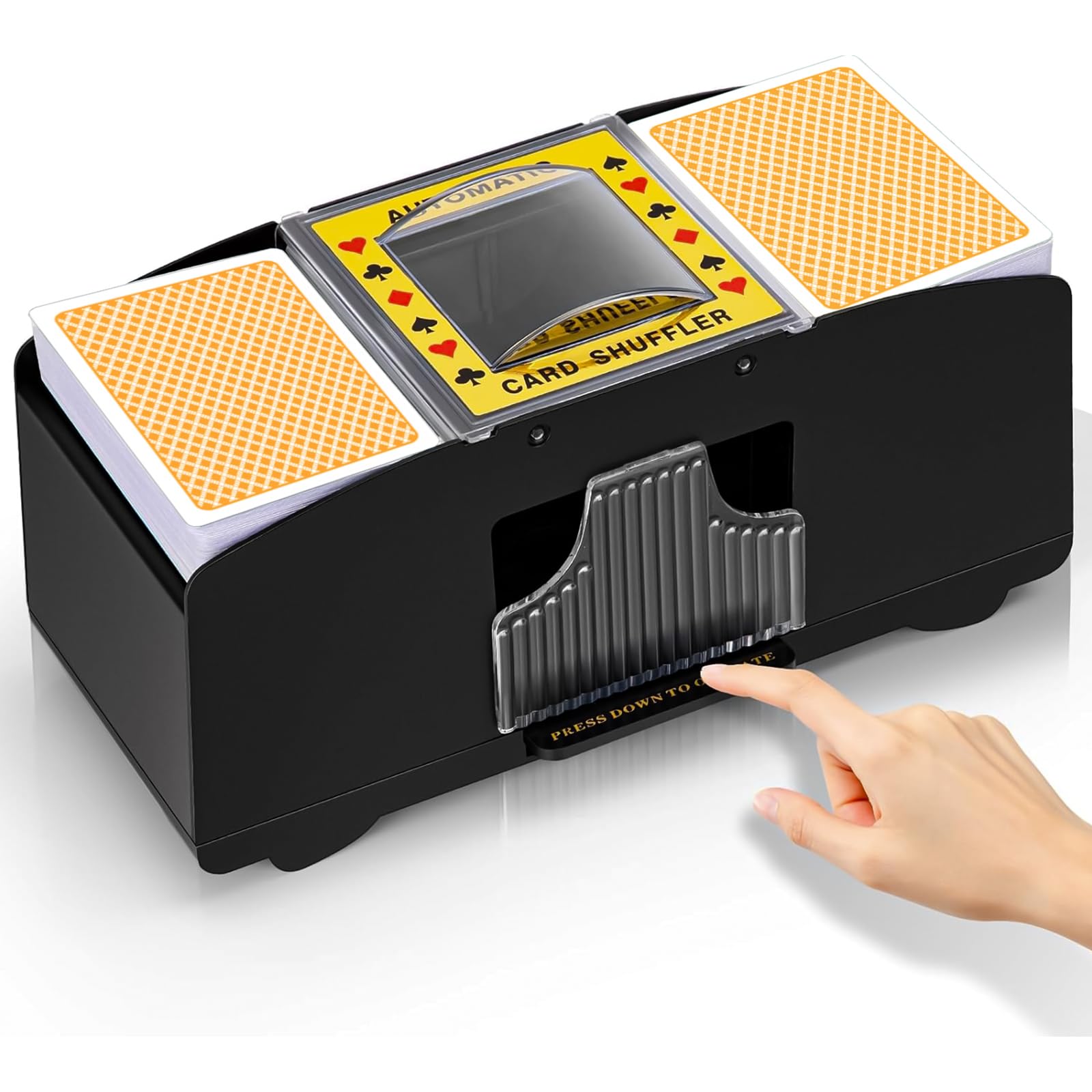 Automatic Card Shuffler for 1-2 Decks - Battery Operated Electric Playing Card Shuffler Machine for Poker, Blackjack, Texas Hold'em, UNO, Phase 10 & Casino Card Games - Perfect for Home Game Nights, Poker Parties & Casino Nights