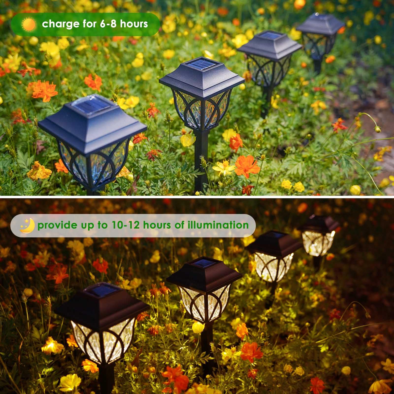 KAQ 2 Pack LED Solar Lights Outdoor Waterproof - Solar Powered Garden Lights with Auto On/Off - Weatherproof Pathway Lighting for Patio, Yard, Driveway & Landscape Decoration | Perfect for Garden Decor, Walkways & Outdoor Nighttime Illumination