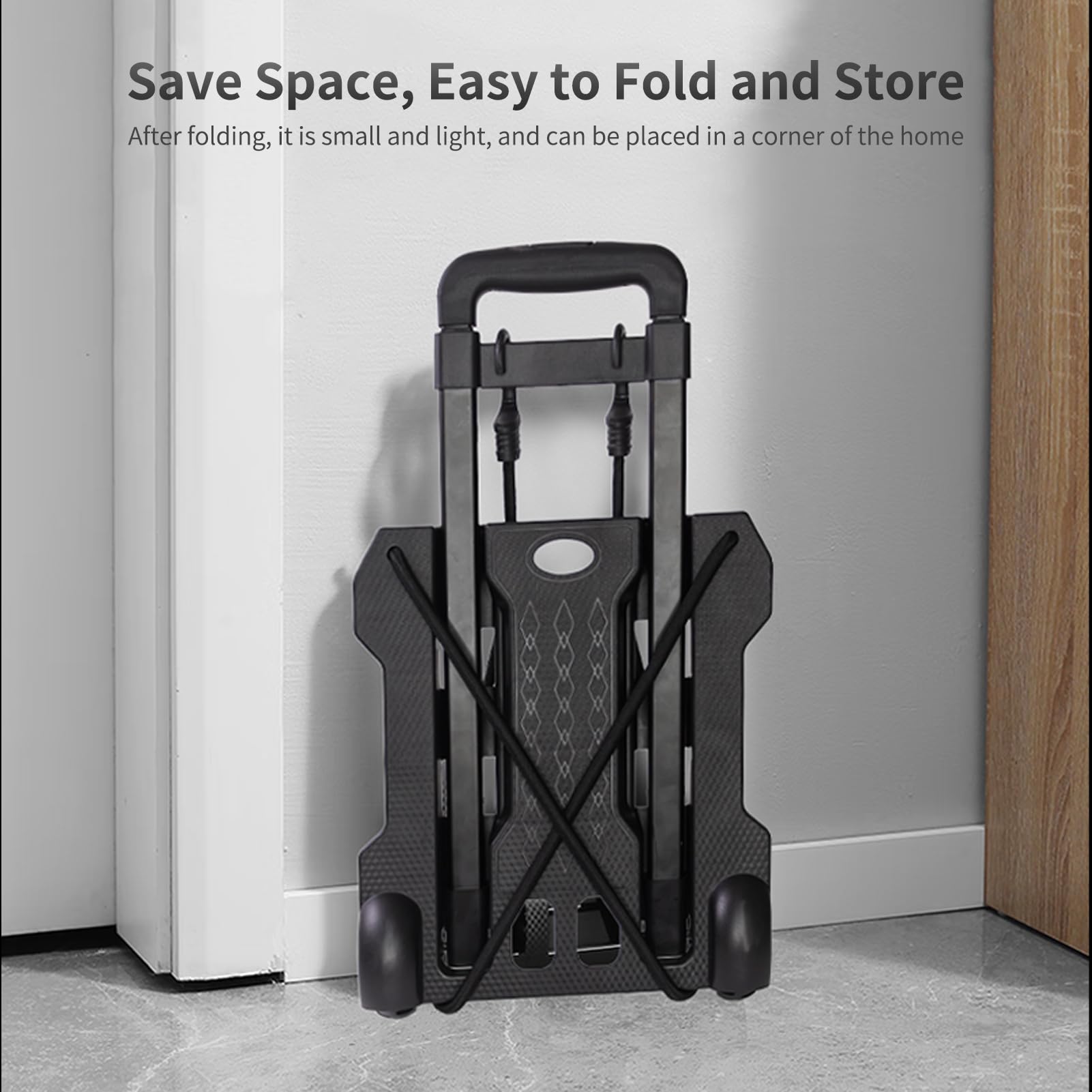 Portable Folding Luggage Cart - Heavy Duty Hand Truck with 2 Elastic Straps for Travel, Office, Moving & Shopping | Perfect for Backpacks, Suitcases & Groceries