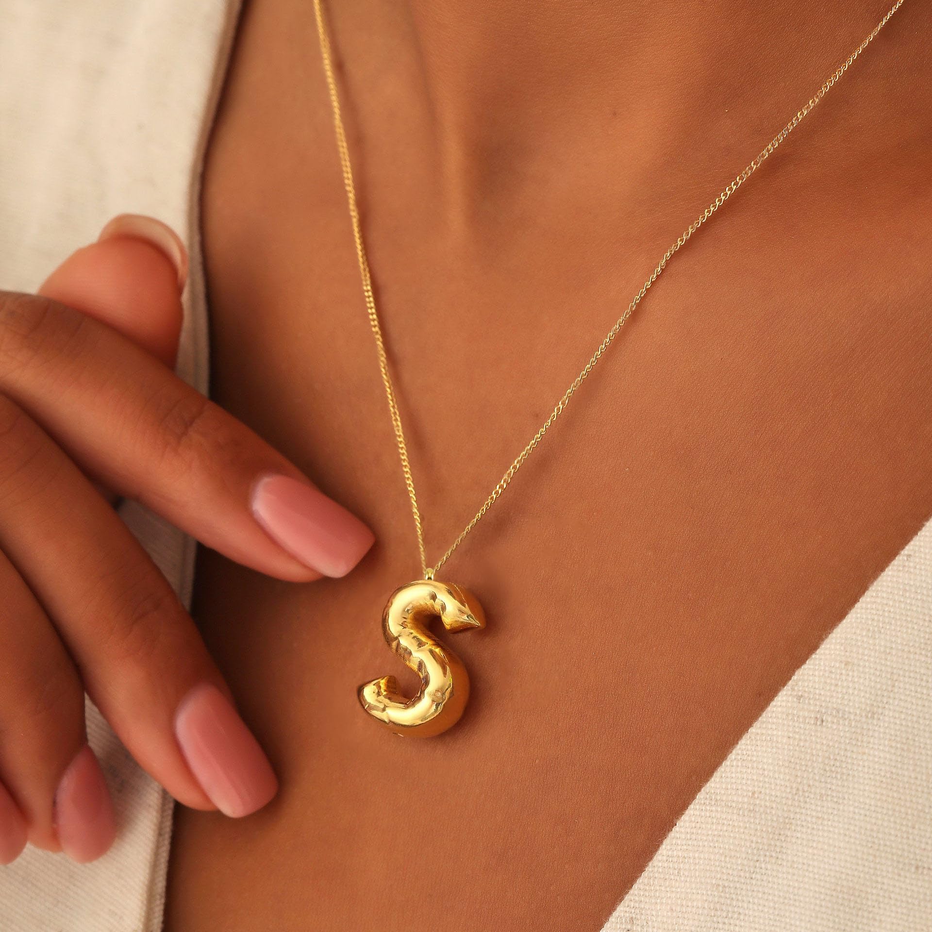 Personalized 18K Gold Plated Bubble Letter Necklace for Women - Dainty Alphabet Initial Pendant Jewelry Gift for Girlfriend, Birthday, Anniversary | Perfect for Everyday Wear, Date Nights & Special Occasions