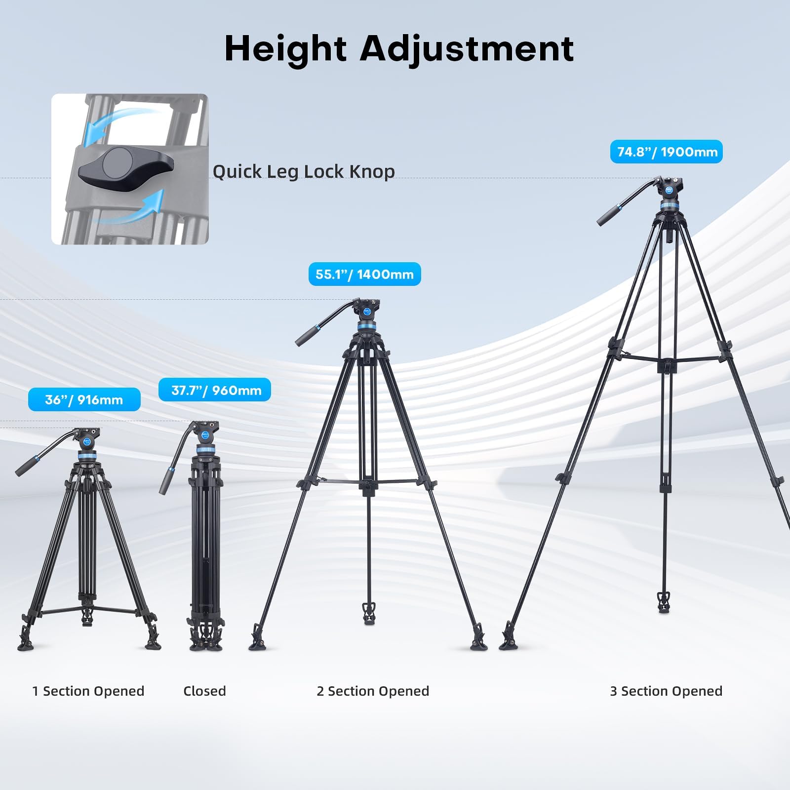 SIRUI AM-25S Professional Video Tripod - 74.8