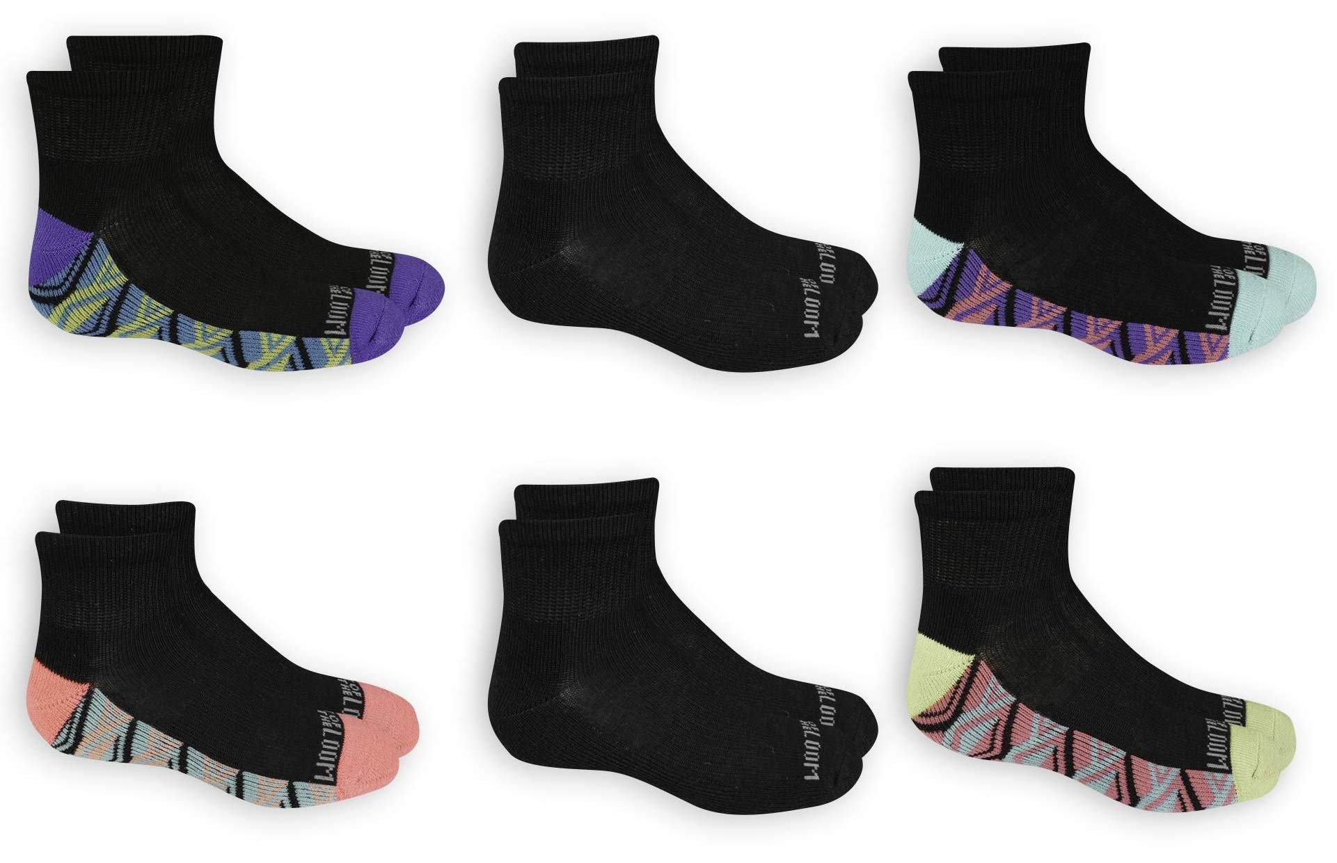 Fruit of the Loom Girls' 6-Pair Everyday Active Ankle Socks - Soft Cotton Breathable Socks for School, Sports & Play - Comfortable Kids Athletic Socks for Running, Gym & Daily Wear