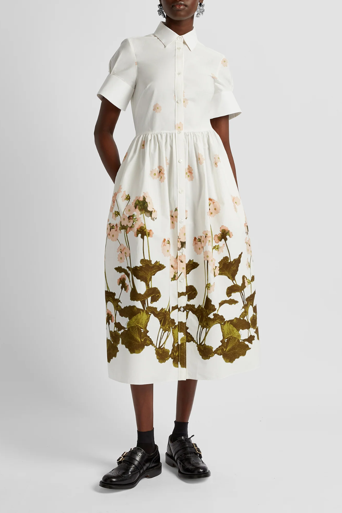Elena Short Sleeve Midi Shirt Dress in Selvedge White | Casual Summer Dress for Women | Perfect for Beach Outings, Brunch Dates & Office Wear