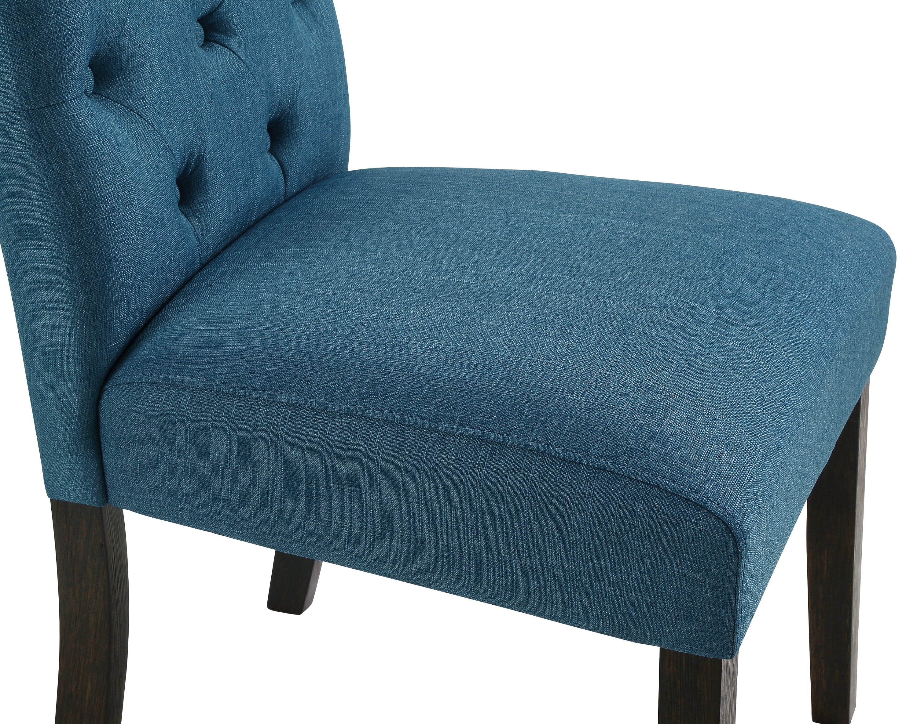 Roundhill Furniture Leviton Solid Wood Tufted Upholstered Dining Chairs - Set of 2, Navy Blue - Elegant Kitchen & Dining Room Seating for Home & Restaurant