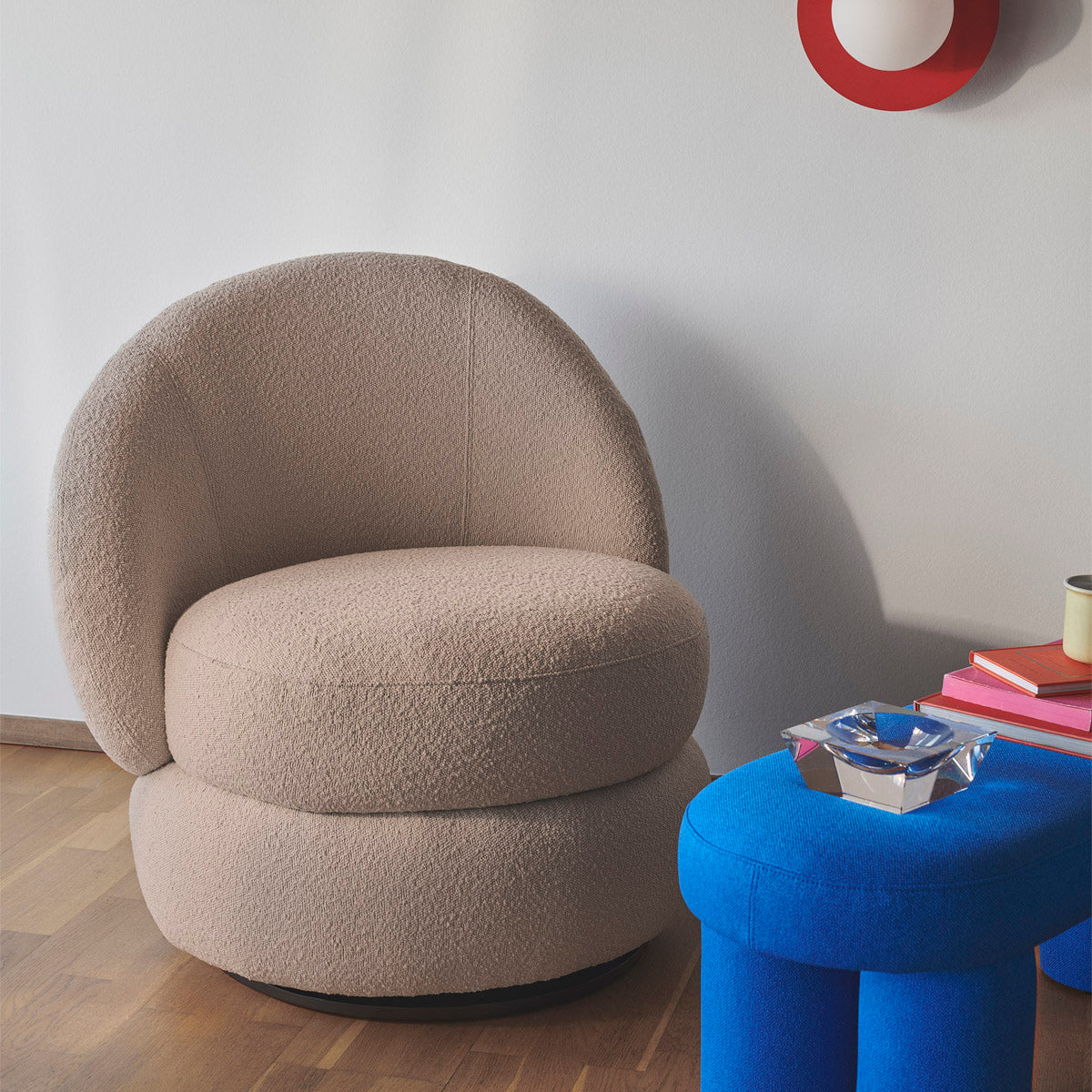 Alma Boucle Swivel Armchair - Modern Velvet Upholstered Accent Chair with 360° Rotation for Living Room, Bedroom & Office Decor