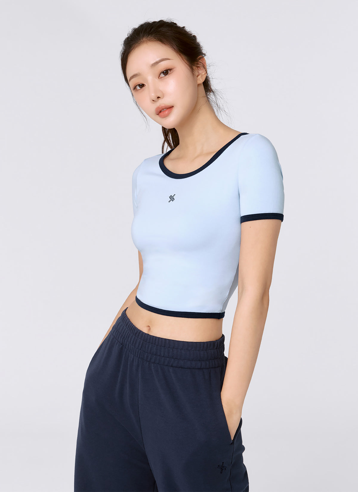 Soft Logo Color Block Crop Top - Trendy Women's Fashion Tops for Casual Wear & Summer Outfits