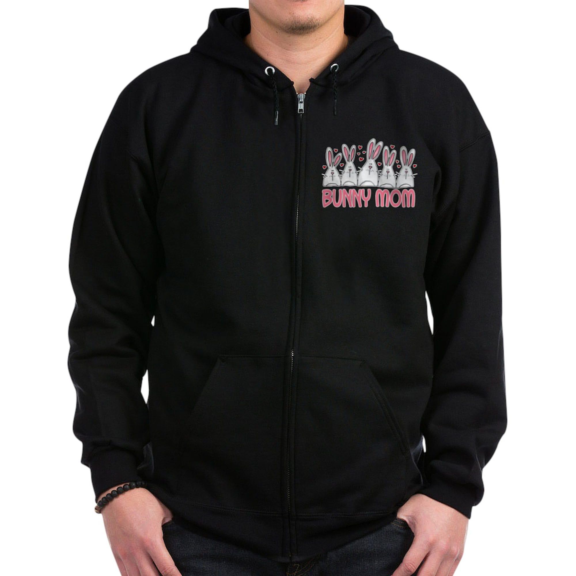 Bunny Mom II Zip Hoodie for Men - Dark Zip-Up Hooded Sweatshirt | Cozy Casual Wear for Spring & Fall | Perfect for Outdoor Activities & Daily Lounge