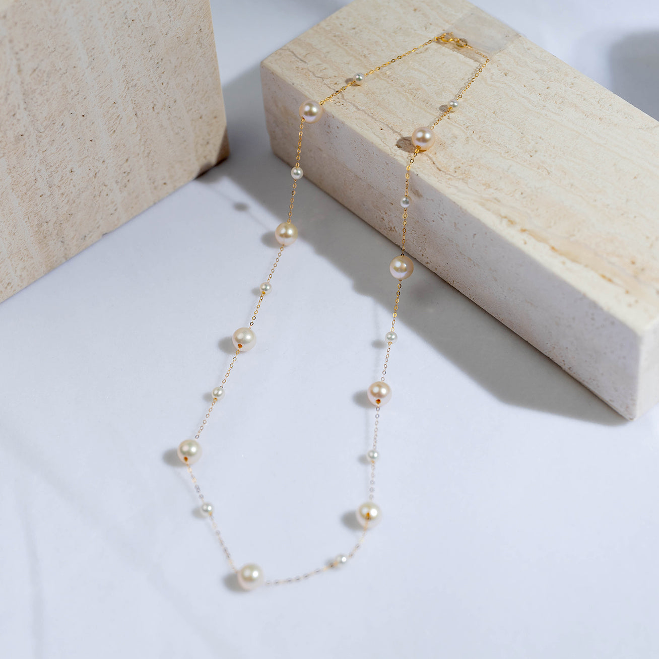 18K Solid Gold Freshwater Pearl Necklace for Women - Elegant Jewelry Gift for Wedding, Anniversary & Special Occasions | KN00027