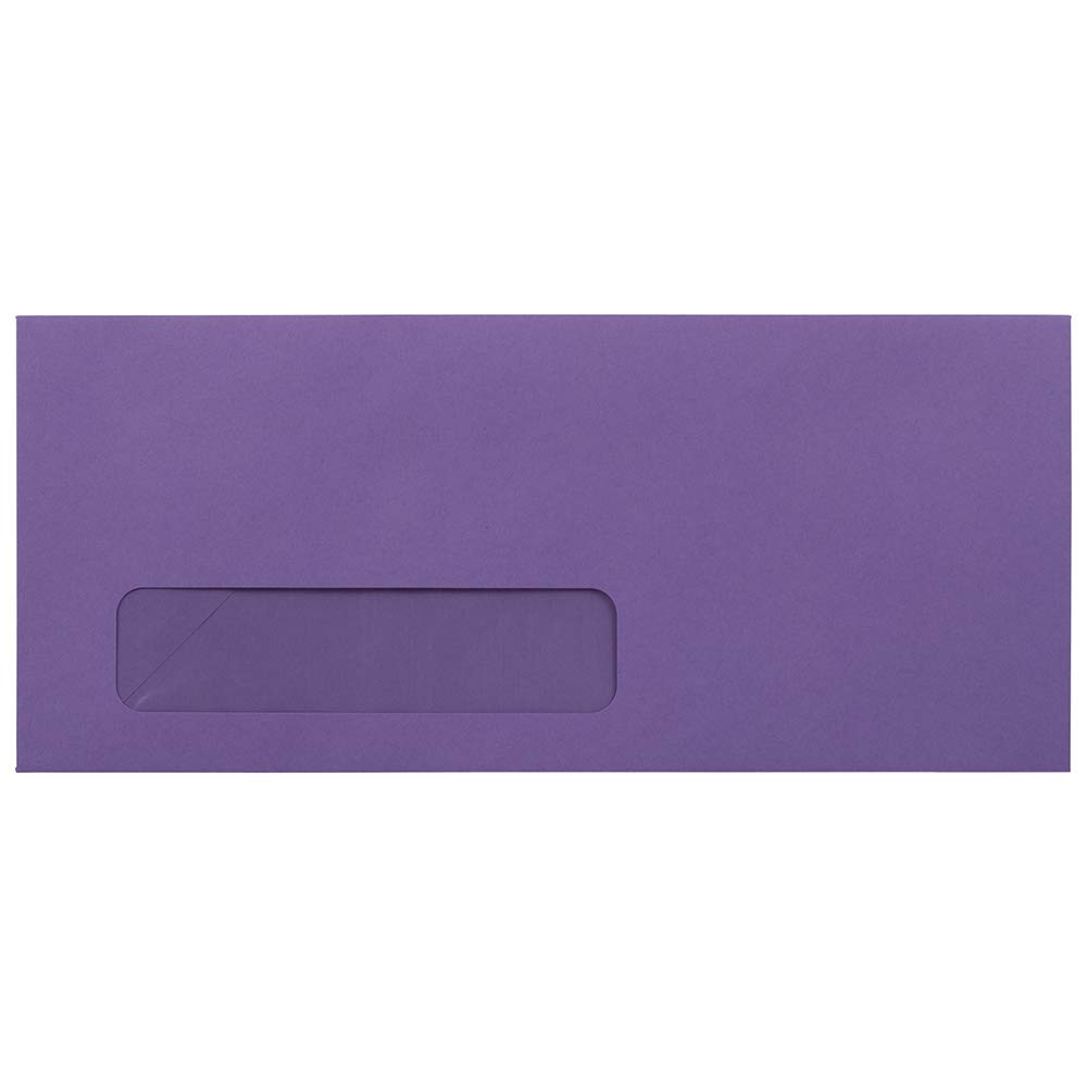 JAM PAPER #10 Business Colored Window Envelopes - 4 1/8 x 9 1/2 Inches - Violet Recycled Eco-Friendly - 500 Pack - Perfect for Mailing Invoices, Statements & Business Correspondence