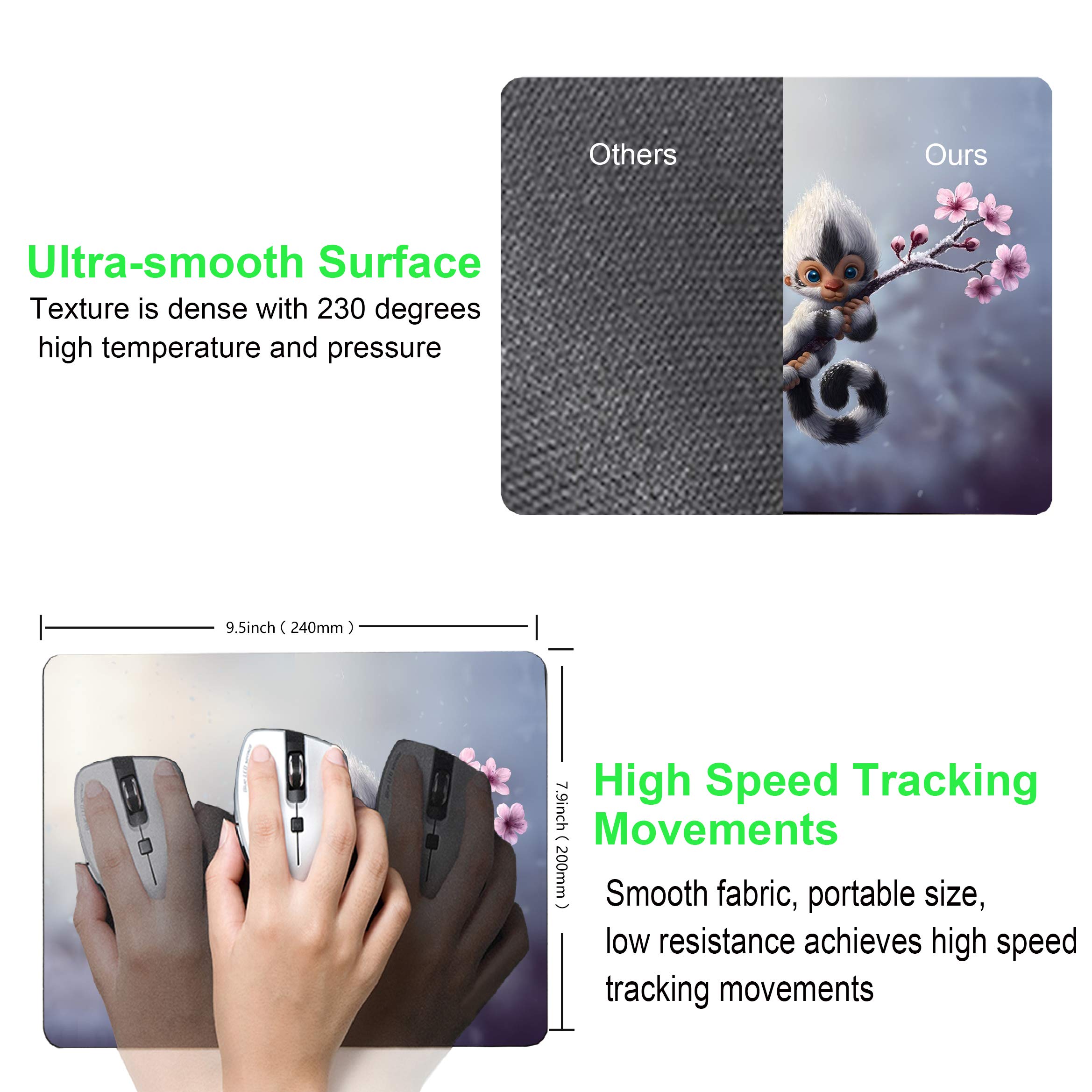 Cute Animal Monkey Mouse Pad - Non-Slip Computer Mousepad with Unique Design, Personalized Laptop Mouse Pad for Office & Gaming - Perfect Desk Accessory Gift for Home & Work Use