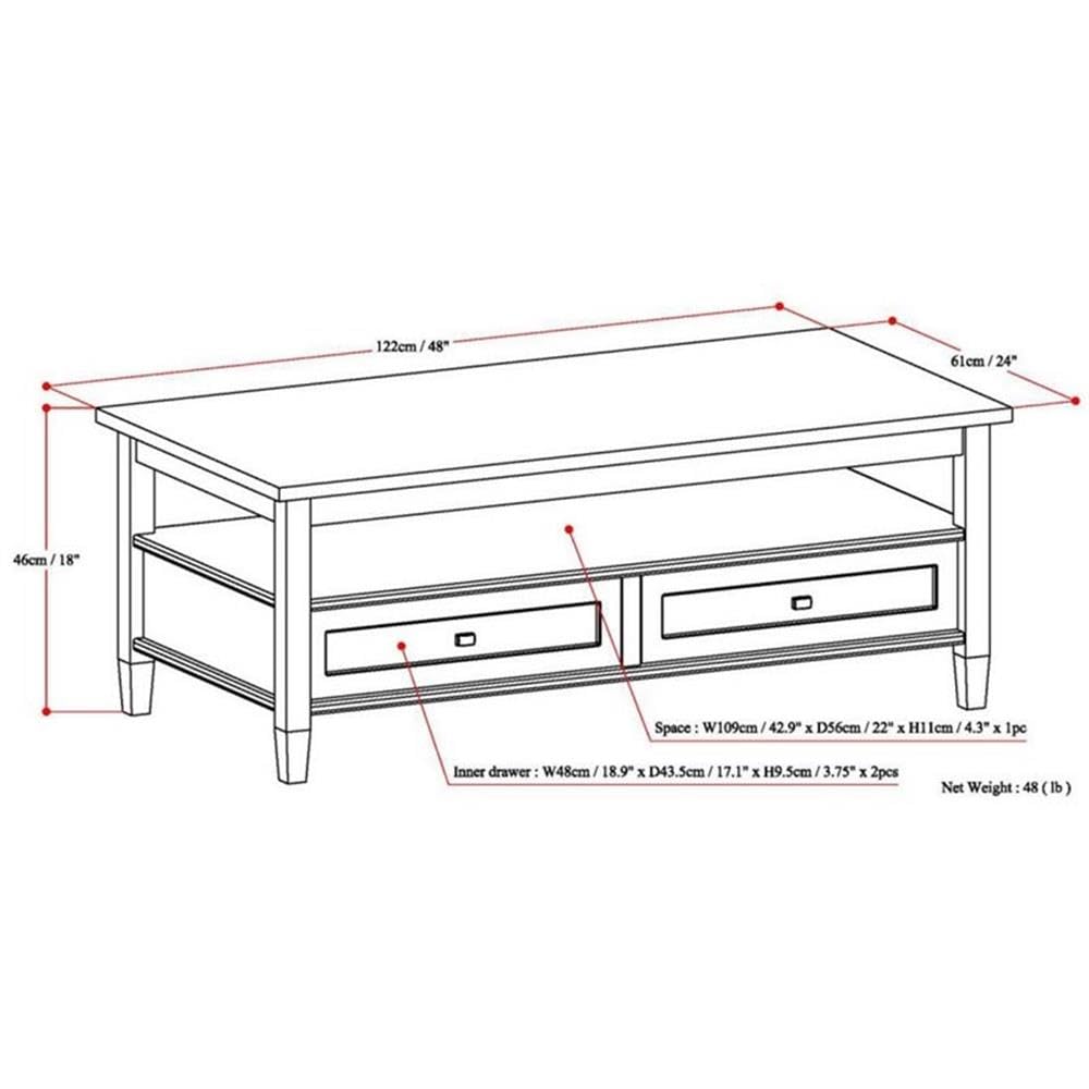 Home Square 2-Piece Wooden Coffee Table Set - 48