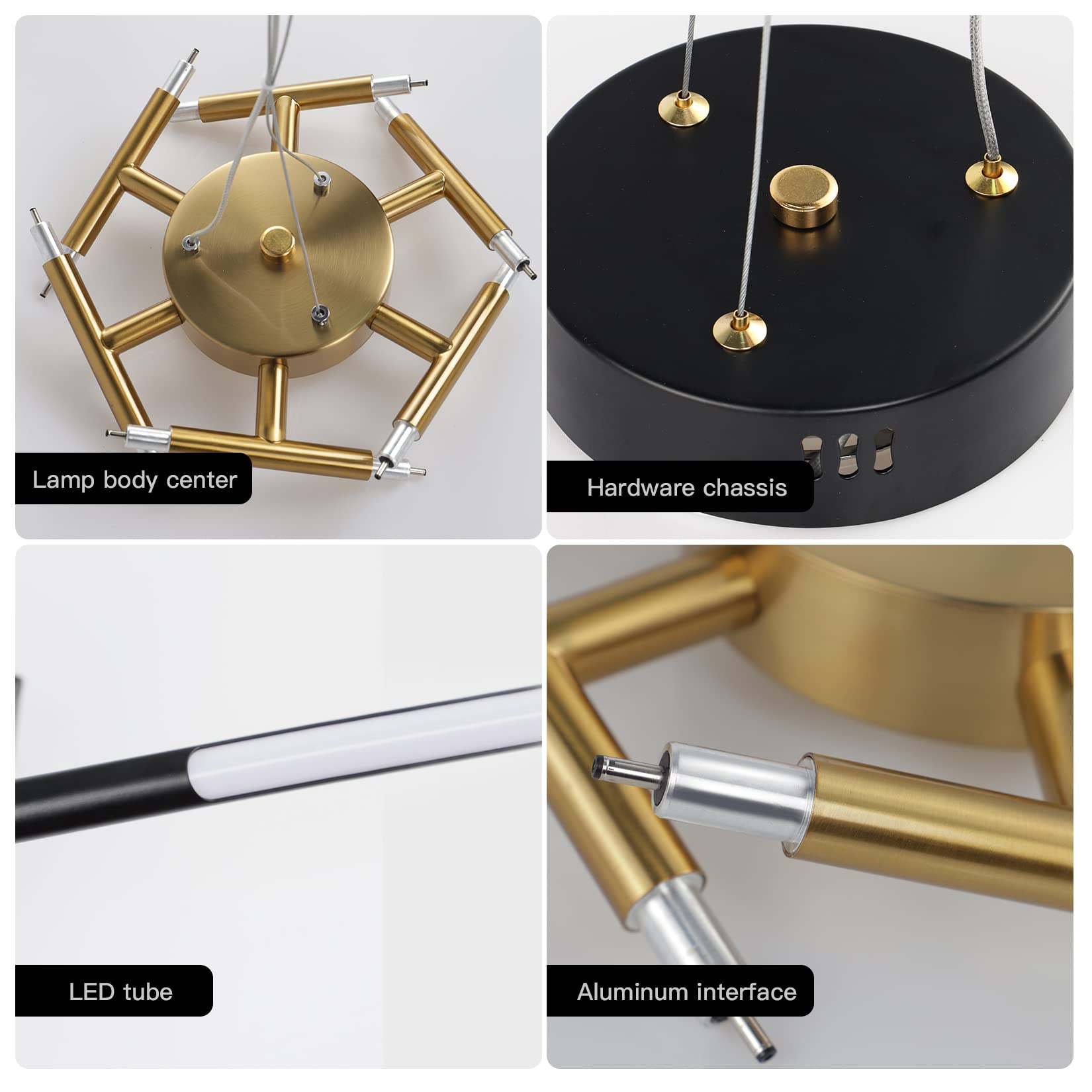 Modern Black and Gold Sputnik Chandelier - 12 Head LED Ceiling Light Fixture, Easy Install Pendant Lighting for Dining Room, Kitchen, Bedroom & Living Room - Elegant Home Decor for Parties, Weddings & Luxury Interiors