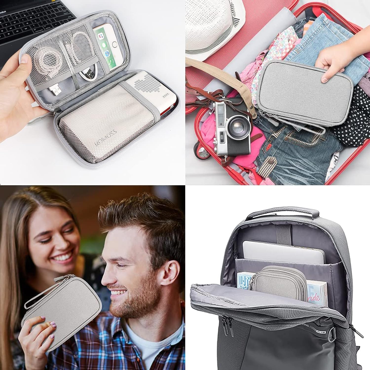 MHYMX Electronics Travel Organizer Bag - Portable Tech Accessories Case for Cables, Power Bank & USB Charger | Compact Cable Management Pouch for Travel, Office & Daily Use