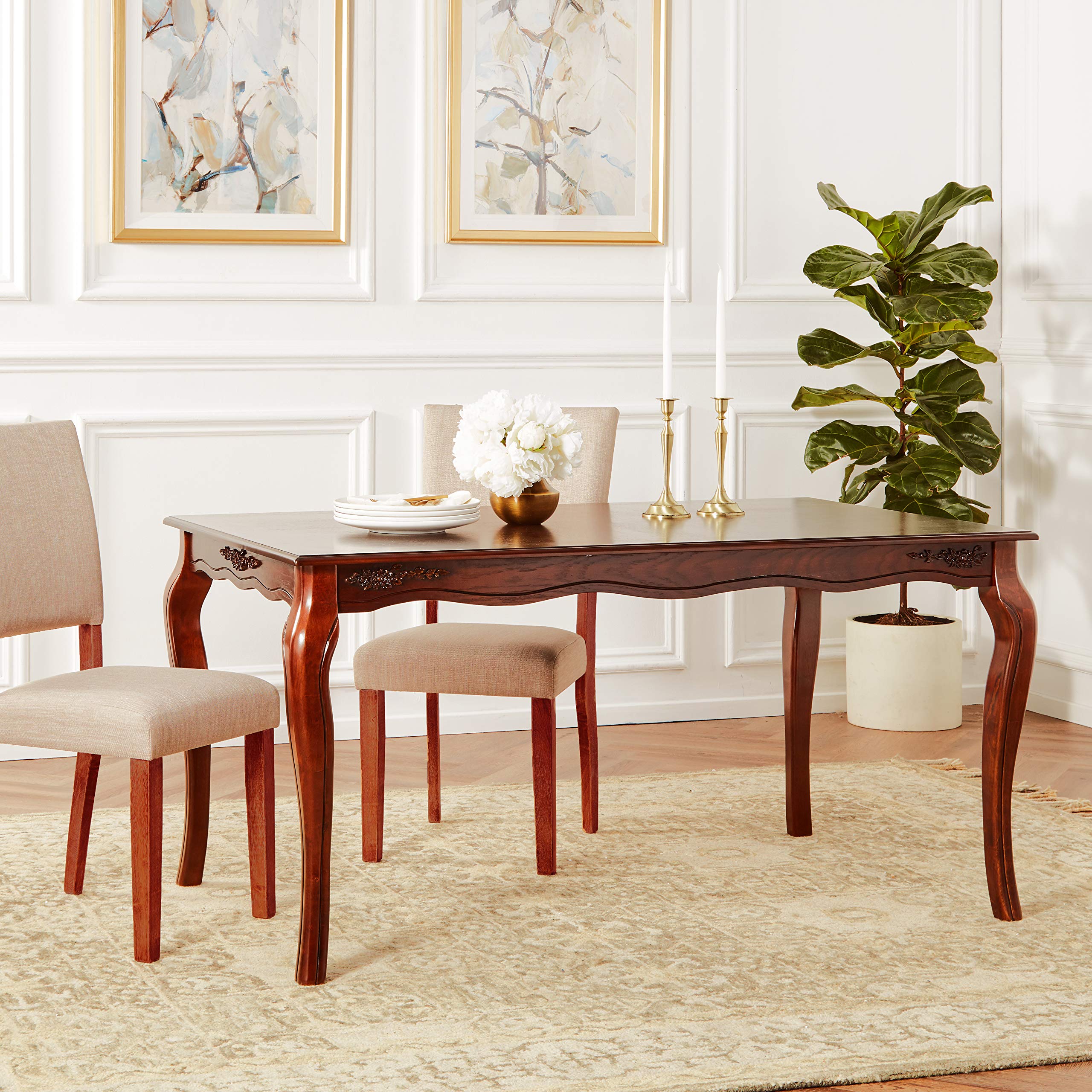 Furniture of America Kathryn Classic Style Dining Table - Dark Walnut Finish | Elegant Dining Room Furniture for Home & Restaurant Use