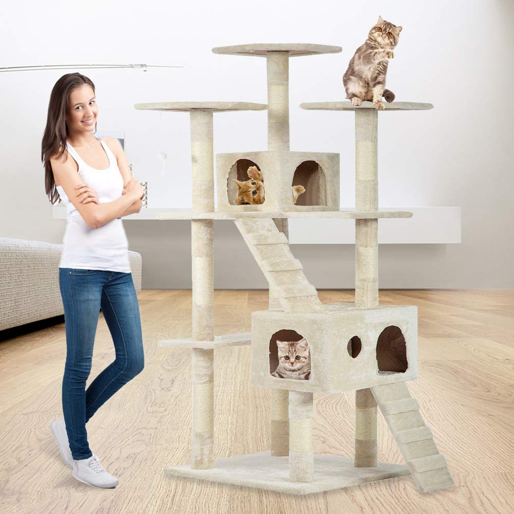 Bigacc 72 Inch Cat Tree - Multi-Level Cat Tower with Scratching Posts, Hammock & Hanging Toys - Large Cat Condo for Indoor Cats - Perfect for Play, Climbing & Napping in Living Rooms & Bedrooms