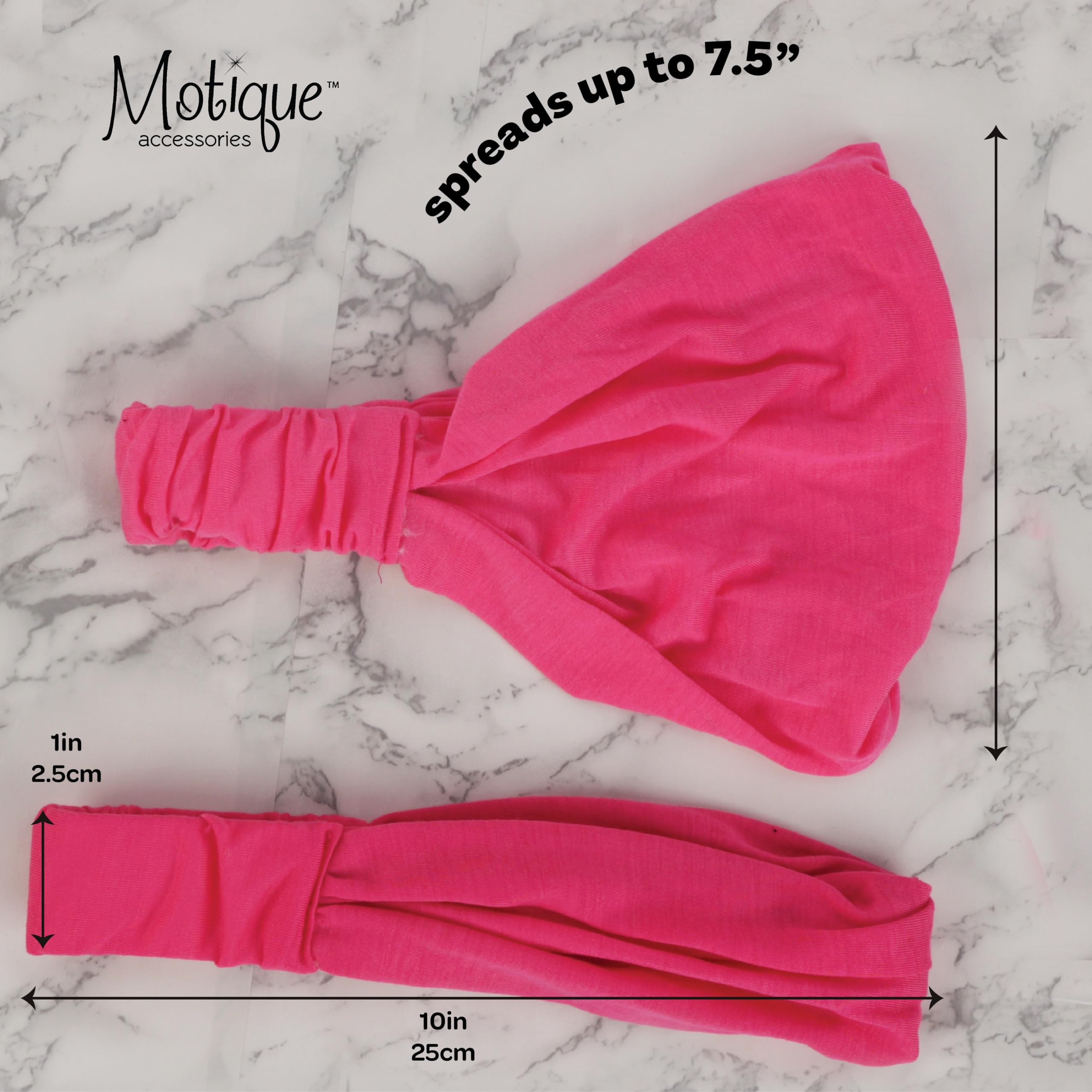 Motique Women's Soft Wide Cotton Headband - Hot Pink Boho Yoga Hair Accessory for Workouts, Running, and Everyday Style