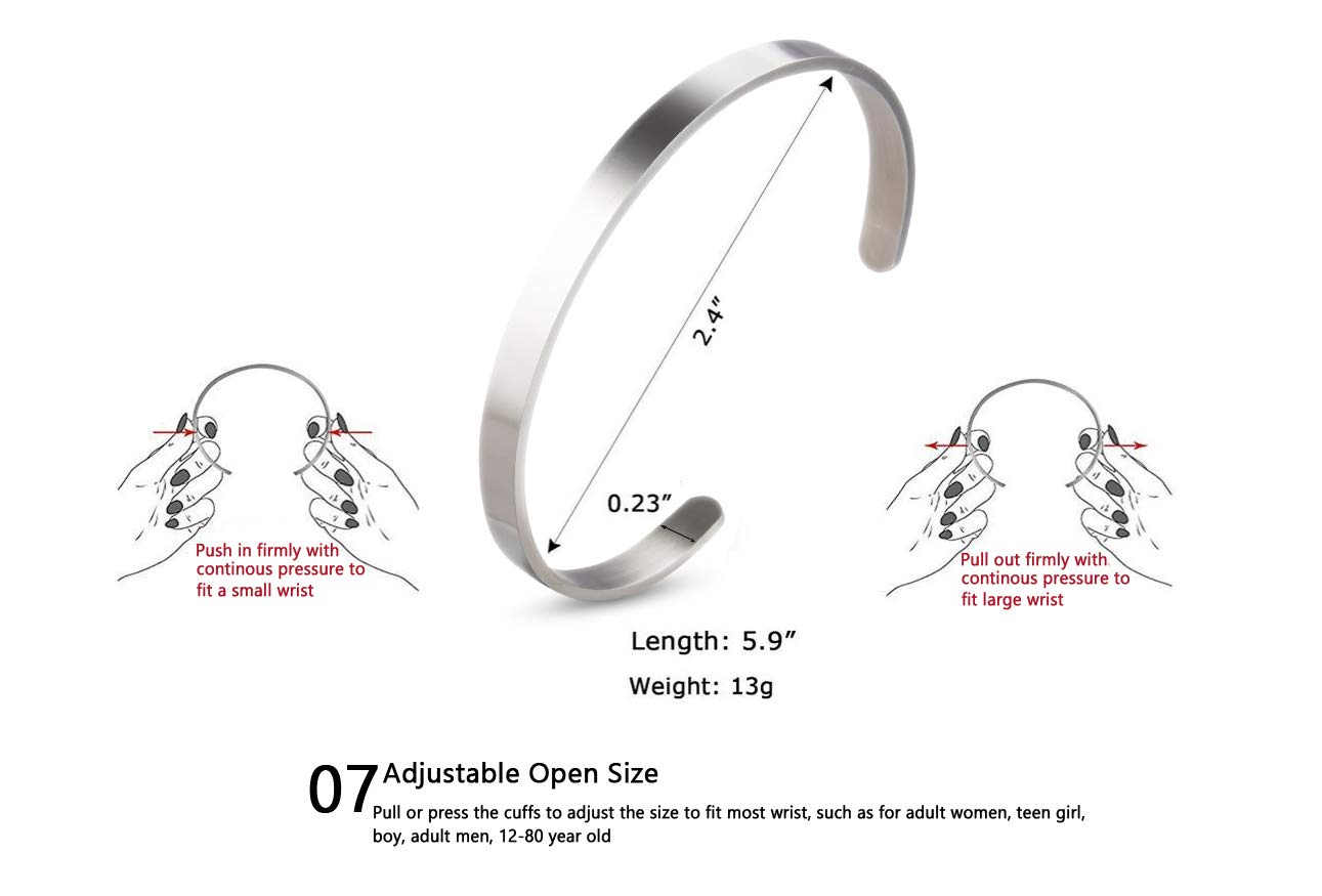 ANKINGPiiN Motivational Bracelets for Women & Men - Inspirational Jewelry Gift with Personalized Mantra Engraving - Birthday, Friendship Cuff Bangle in Gift Box - Perfect for Daily Wear, Gifting & Positive Affirmations