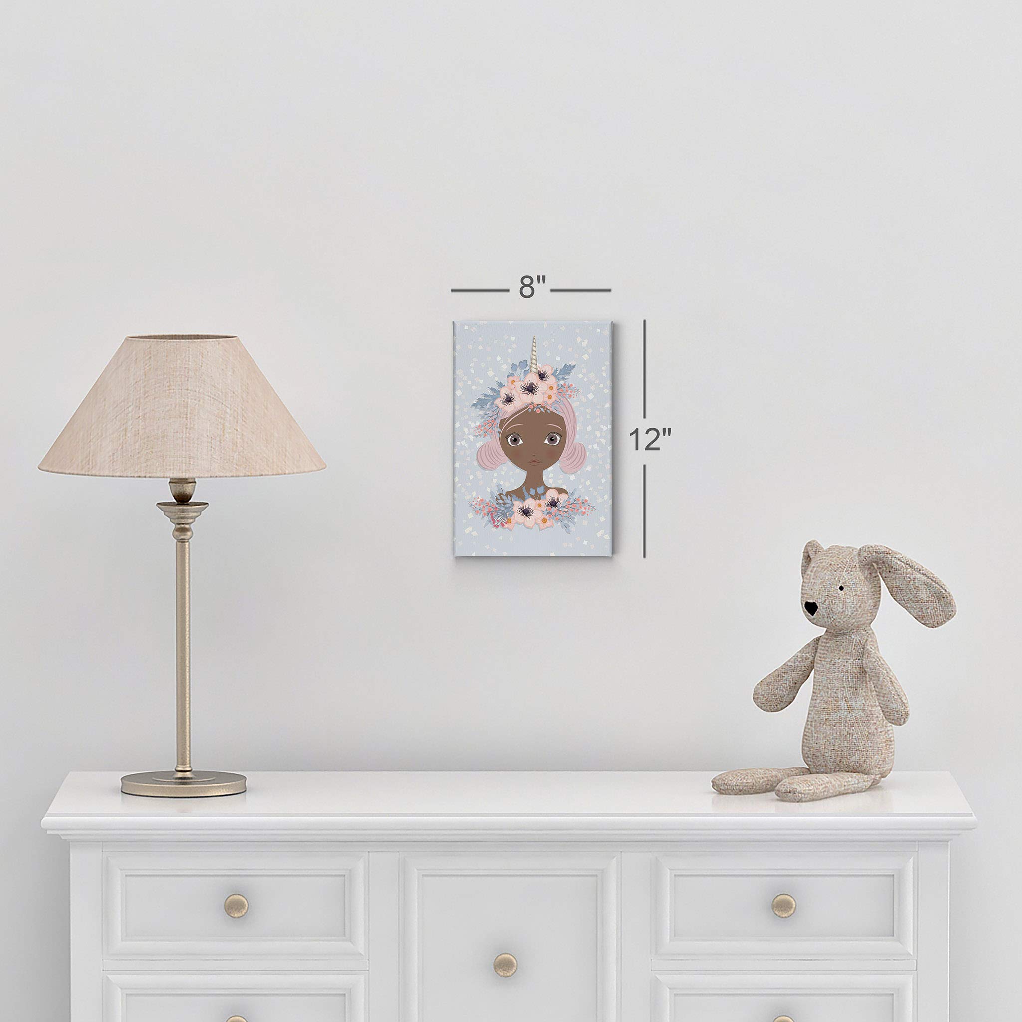 African American Unicorn Girl Canvas Wall Art - 36x24 Inch Ready to Hang Nursery Decor, Kids Room Decor, Unique Unicorn Gift for Girls - Perfect for Bedroom, Playroom & Baby Shower Gifts | Made in USA