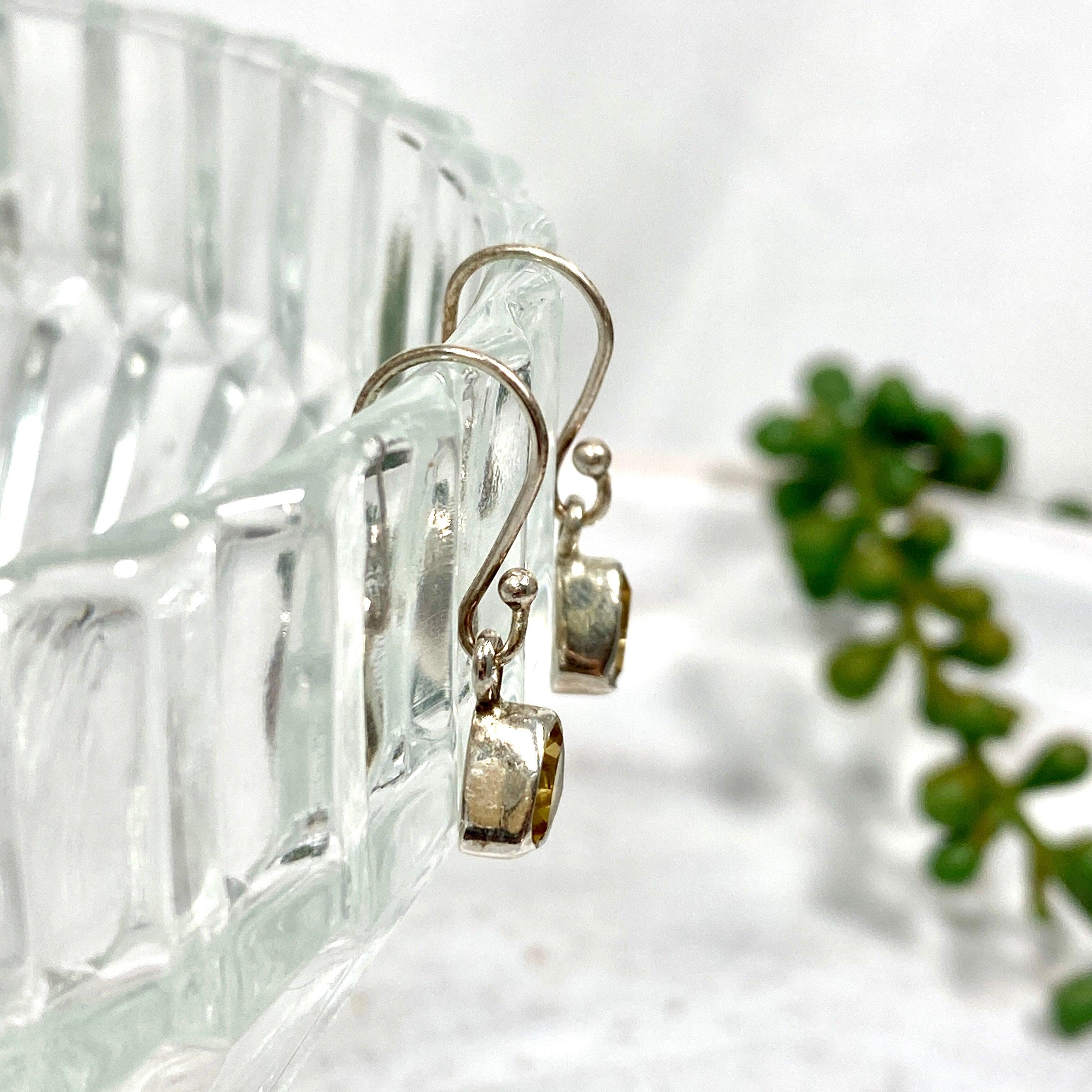 Citrine Petite Triangular Faceted Earrings R2363 CTT - Elegant Dangle Earrings for Women, Perfect for Parties, Weddings & Everyday Wear