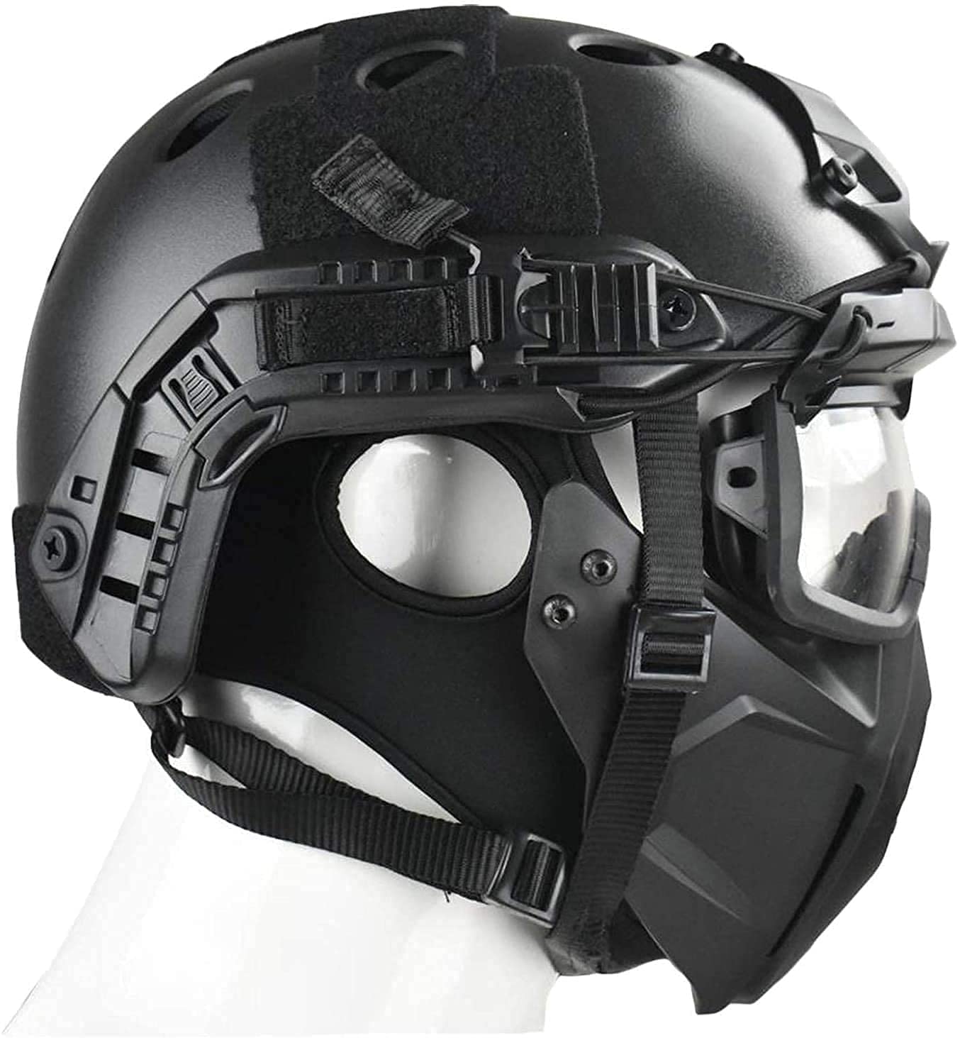 Tactical Airsoft Helmet with Safety Goggles & Half Face Mask - Military Style Paintball & Airsoft Protective Gear for CS, Airsoft Games, Outdoor Sports & Tactical Training