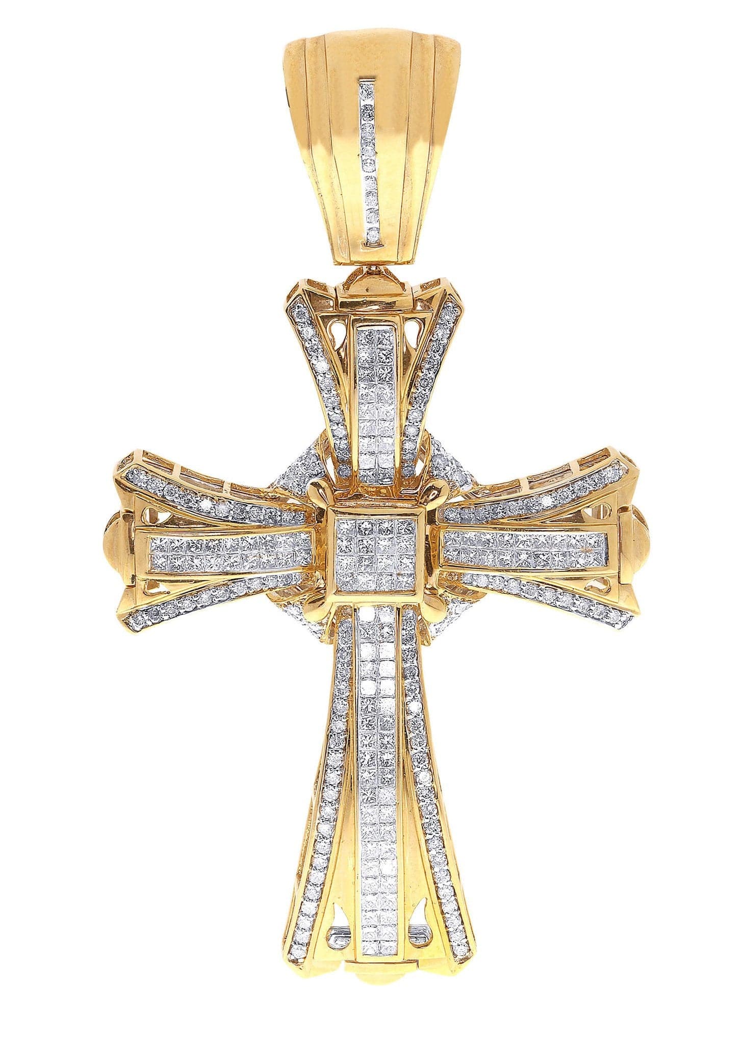 5.47 Carat Diamond Cross Pendant Necklace - 35.78 Grams Solid Gold Religious Jewelry for Women - Perfect for Baptism, First Communion & Special Occasions