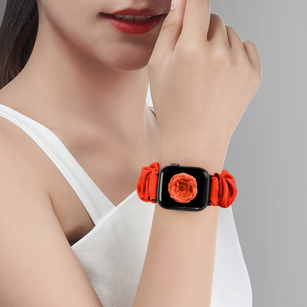 Tiptops 3 Pack Apple Watch Bands Scrunchies 38mm-49mm - Soft Fabric Elastic Wristbands for Women, Compatible with iWatch Ultra 2, Series 10/9/8/7/6/5/4/3/2/1/SE - Stylish Printed Straps for Workouts, Running & Everyday Wear