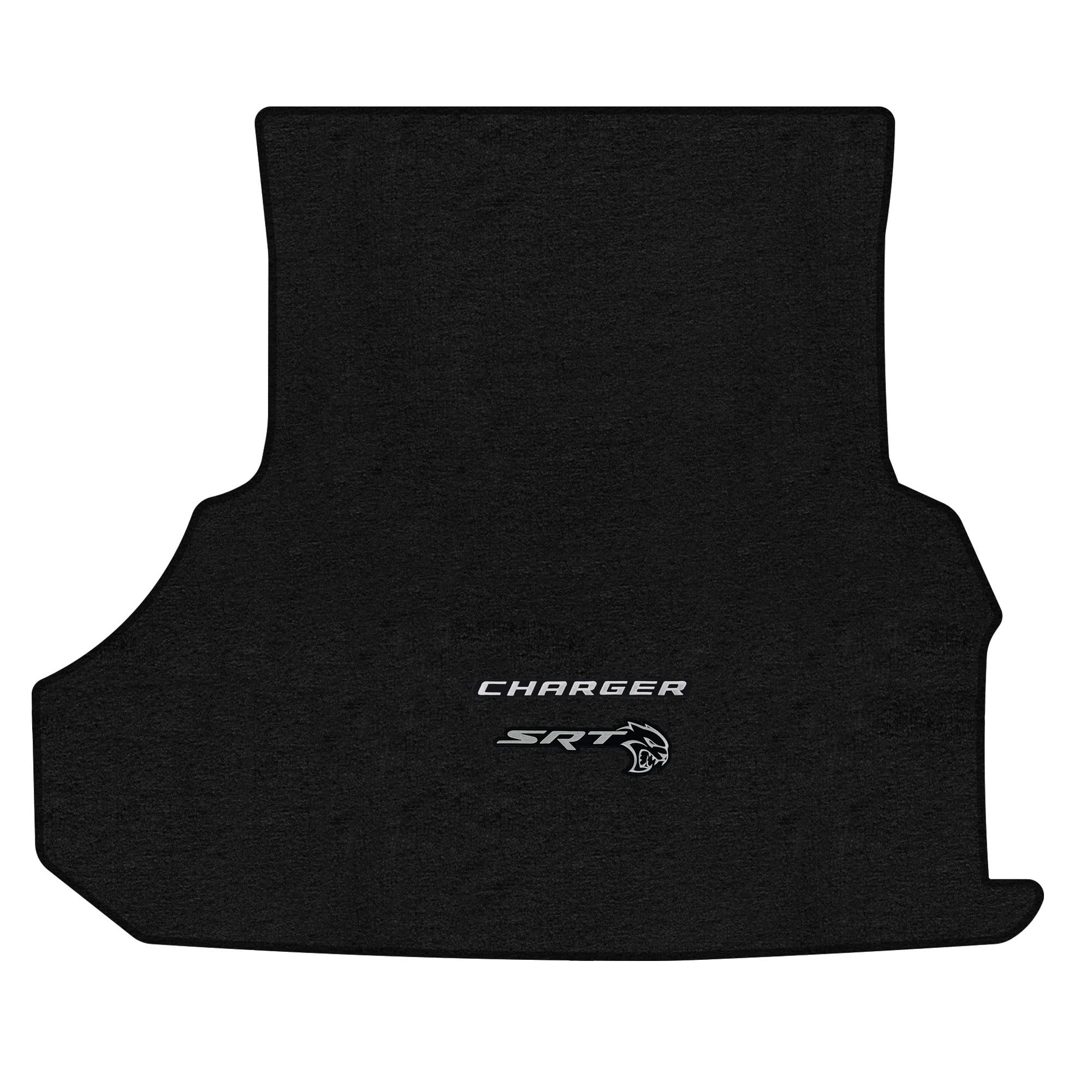 Premium Custom-Fit Carpeted Floor Mats for Dodge Charger 2015-2023 | Luxury Car Floor Liners with SRT Hellcat Logo | Perfect Fit for Charger & SRT Models | Includes Trunk Mat (Charcoal Color, Subwoofer Compatible) | Enhance Your Ride Comfort & Interior Protection