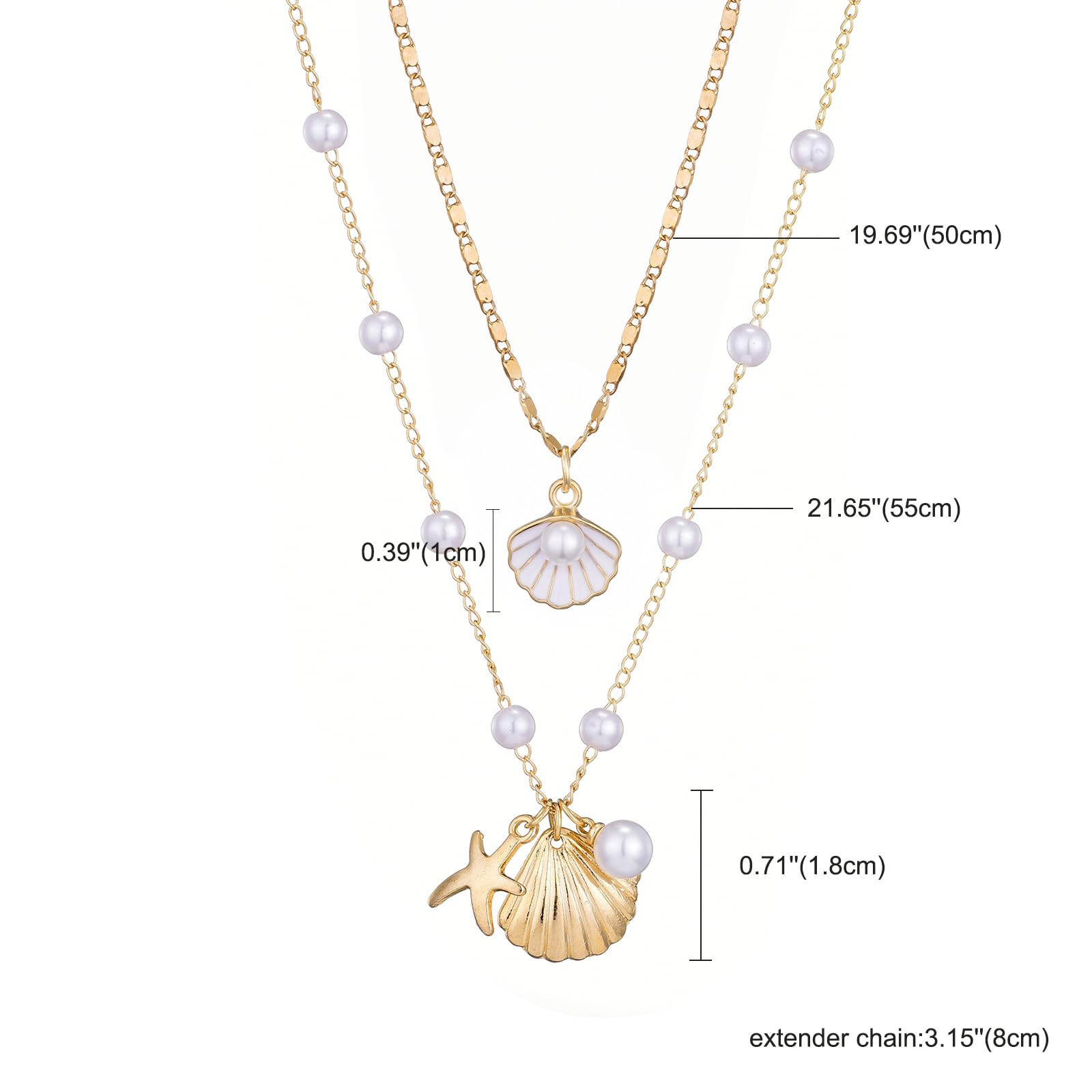 Bohemian Layered Shell Necklace for Women - Pearl, Starfish & Seashell Pendant Choker - Beach Jewelry Gift for Summer Vacation, Bridal Shower, Bachelorette Party & Coastal Fashion Accessory