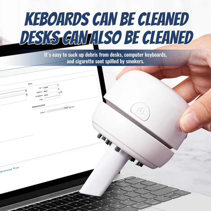 USB Desktop Vacuum Cleaner with Nozzle & Brush - Portable Mini Dust Cleaner for Office & Home