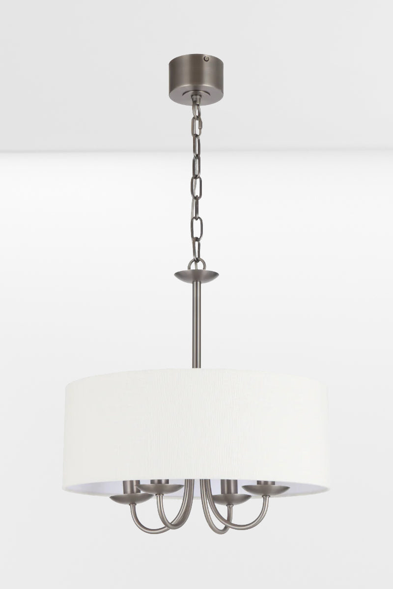 Grenville Fabric Shade Chandelier - Modern Ceiling Light Fixture for Dining Room, Bedroom & Living Room Decor | Energy Efficient LED Lighting Solution