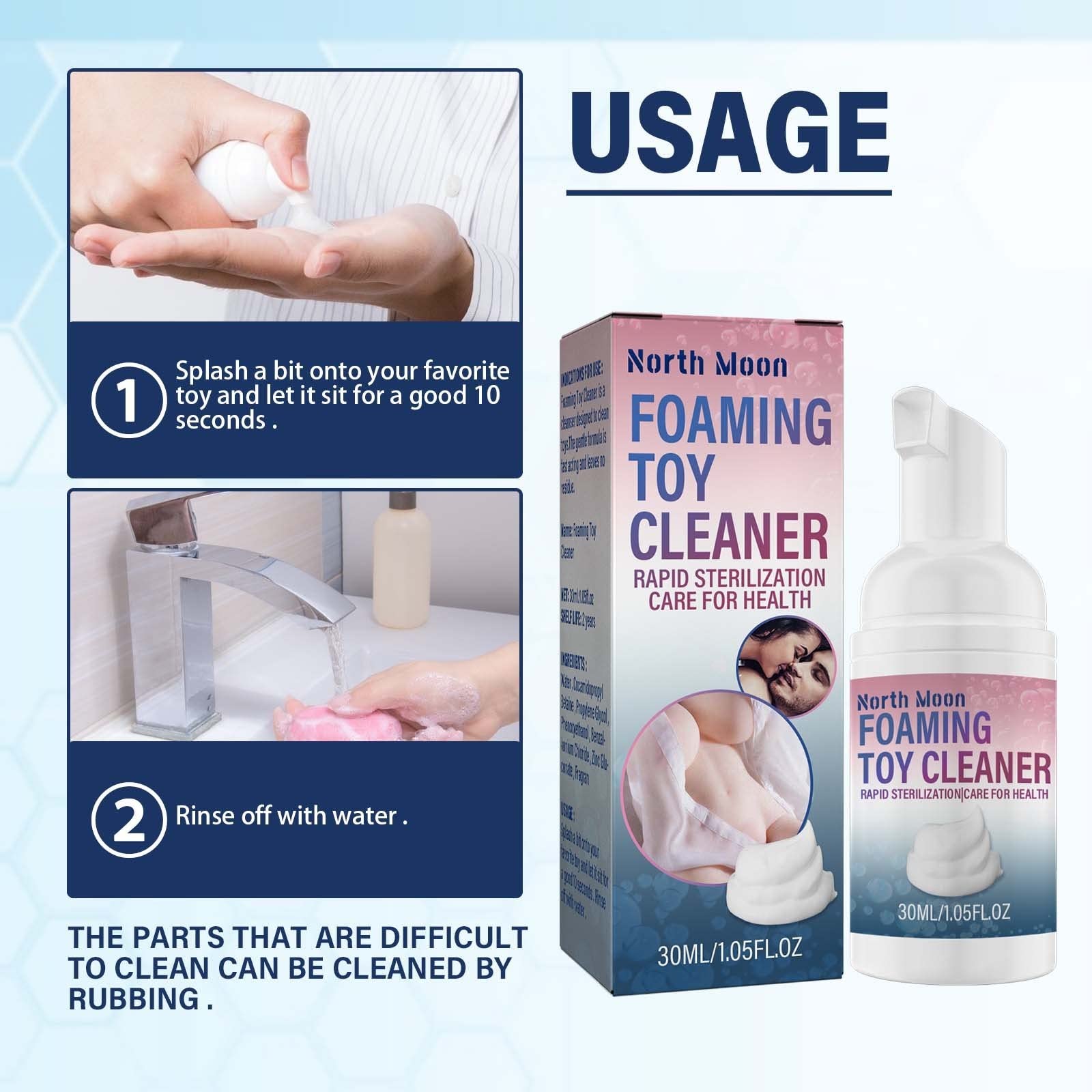 **Gentle Foam Cleaner for Adult Toys - 30ml Mild & Non-Irritating Toy Decontamination Solution | Safe for Sensitive Skin & Silk Masks | Perfect for Post-Use Cleaning & Acne-Prone Skin Care**