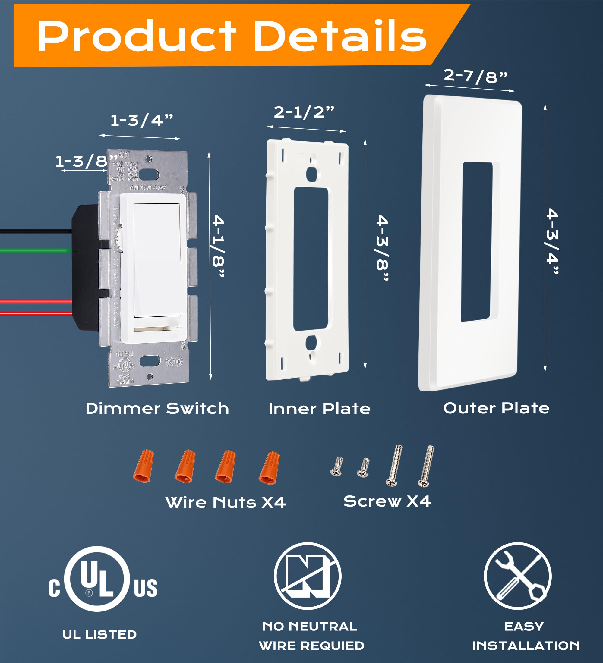 10 Pack Cloudy Bay 3-Way/Single Pole Dimmer Switch - Compatible with 150W LED/CFL & 600W Incandescent/Halogen Lights - Includes Wall Plates - Perfect for Home Lighting Control in Bedrooms, Living Rooms & Hallways