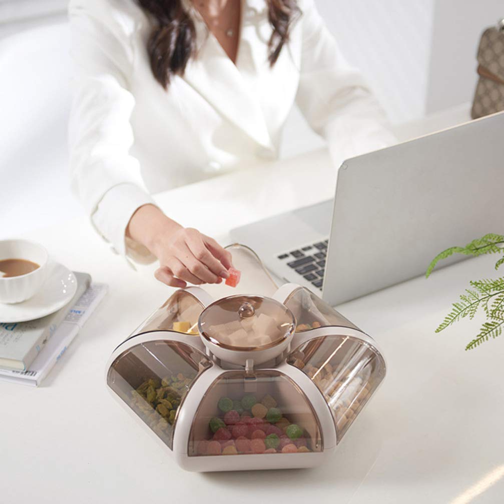 Lotus-Shaped Snack Storage Tray with Lid - Creative Candy & Dry Fruit Container for Desktop, Party, Office, and Home Organization - BPA-Free Plastic Snack Plate for Nuts, Chocolates, and Treats