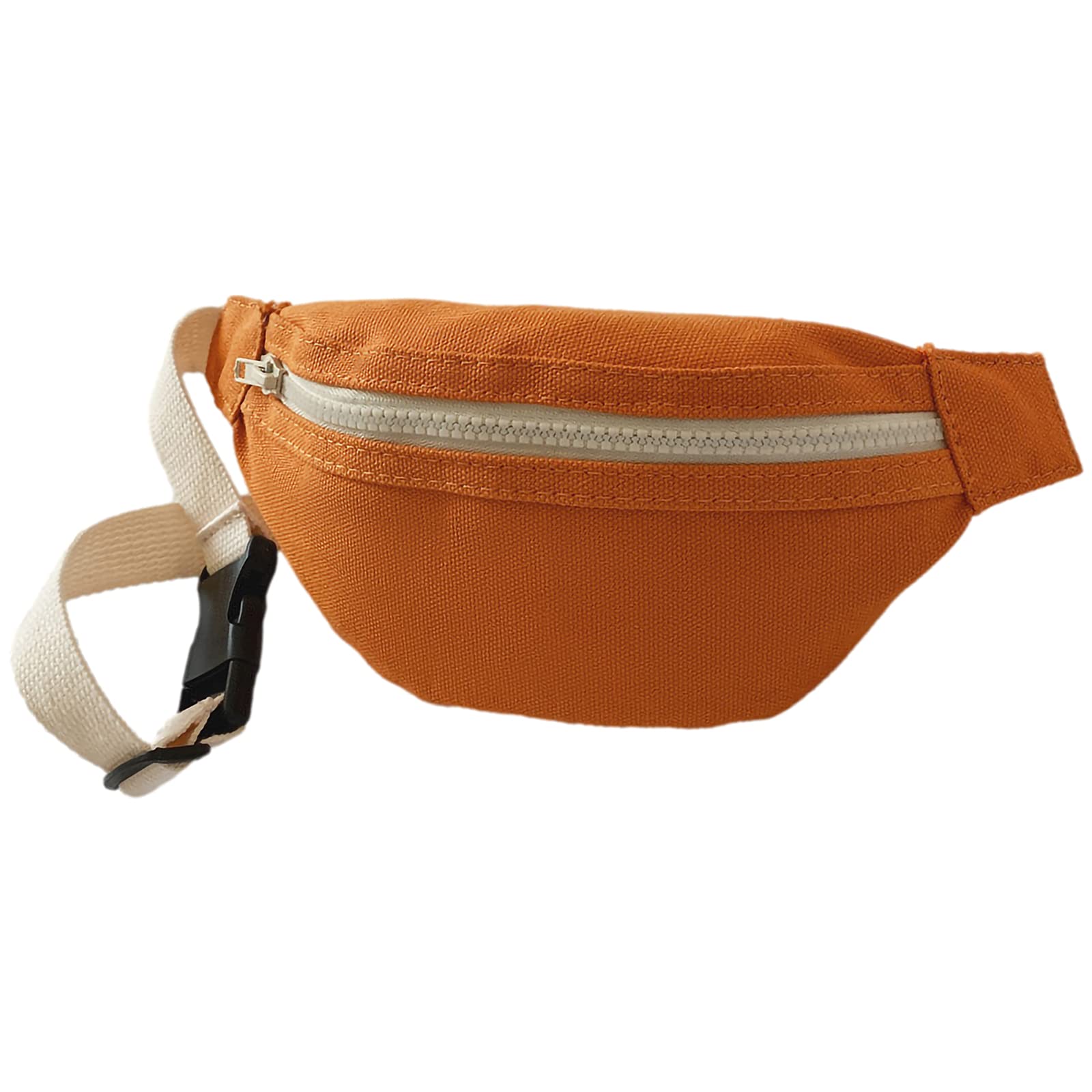 Unisex Canvas Waist Fanny Pack for Boys & Girls - Crossbody Chest Purse Bag with 7 Color Options (Orange) - Perfect for Travel, Hiking, and Outdoor Activities