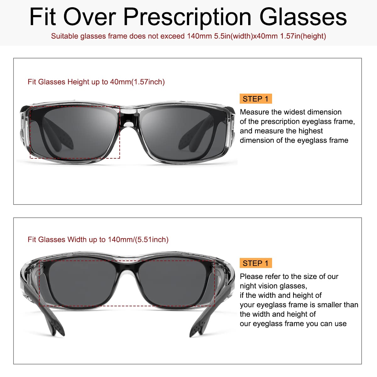 Polarized Wrap Around Sunglasses for Men & Women - 100% UV Protection Fit Over Prescription Glasses - Outdoor Sports, Driving & Daily Wear