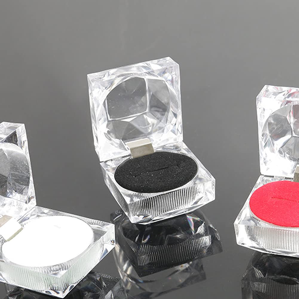 4-Piece Acrylic Ring Display Box Set - 4.5 x 4.5cm Black Jewelry Organizer Case for Single Rings & Earrings - Perfect for Jewelry Store Displays, Wedding Ring Presentation & Gift Packaging