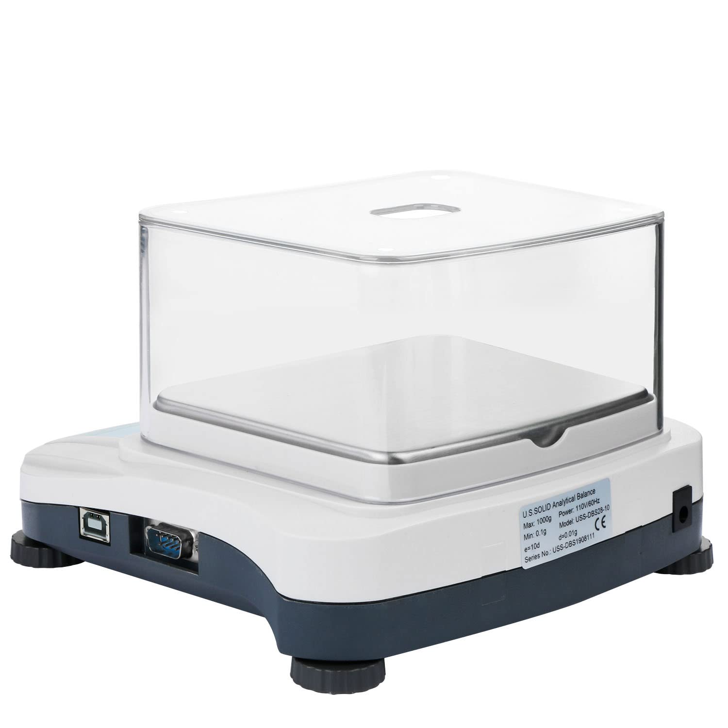 U.S. Solid 600g x 0.01g Precision Lab Scale - High Accuracy Analytical Balance with USB/RS232, Detachable Draft Shield & 500g Calibration Weight (100-240V) for Jewelry, Pharmacy, Chemistry & Research Labs