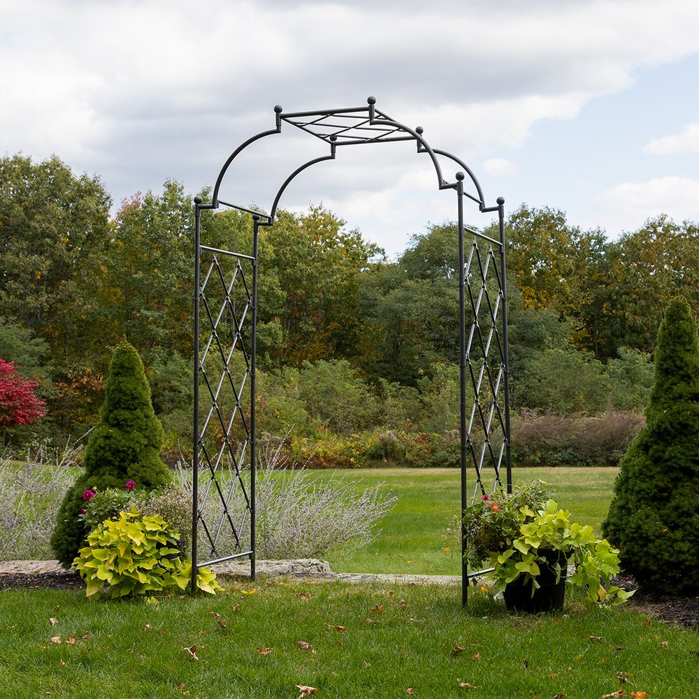 Achla Designs Lattice Tunnel Arbor - Elegant Garden Arch for Outdoor Weddings, Vine Support & Backyard Decor