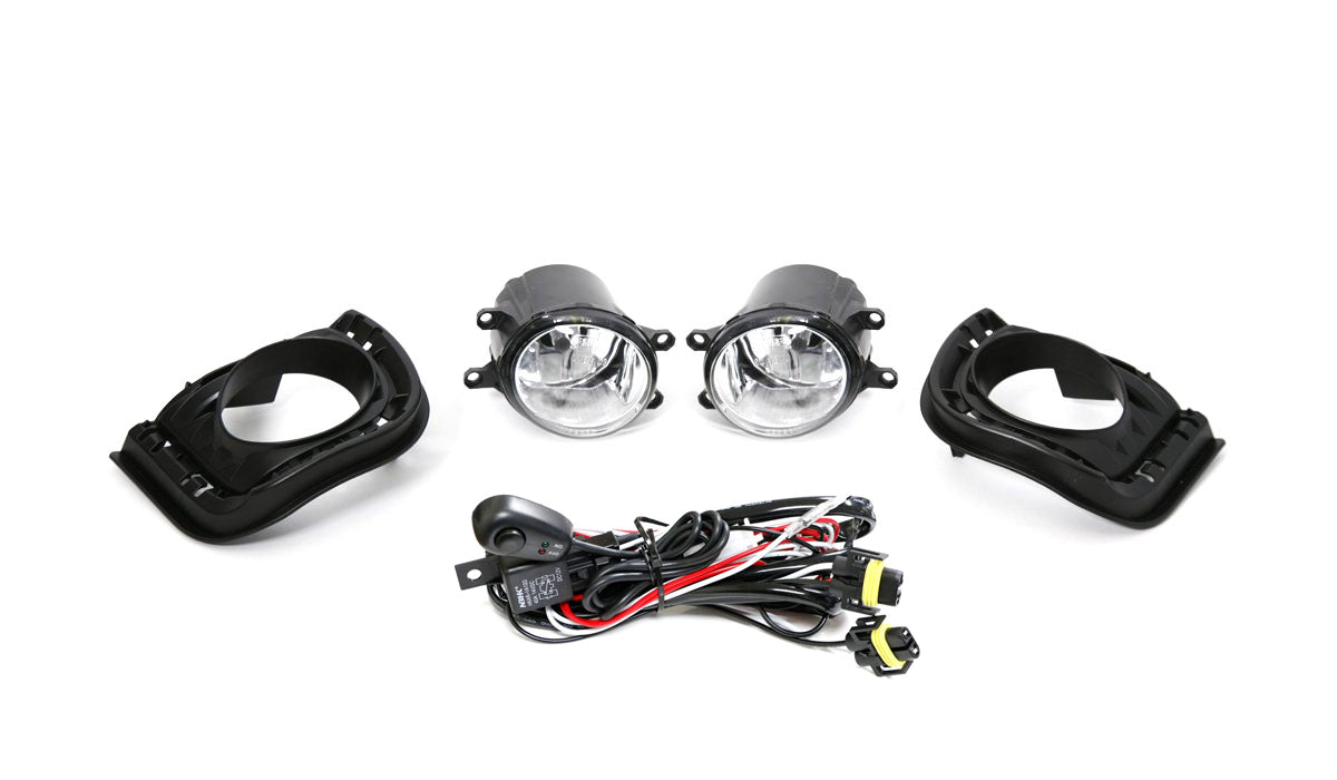 Complete Clear Lens Fog Lights Kit with Bulbs, Bezel Covers & Wiring Harness for 2014-2016 Scion tC - Upgrade Your Nighttime Driving Visibility & Style