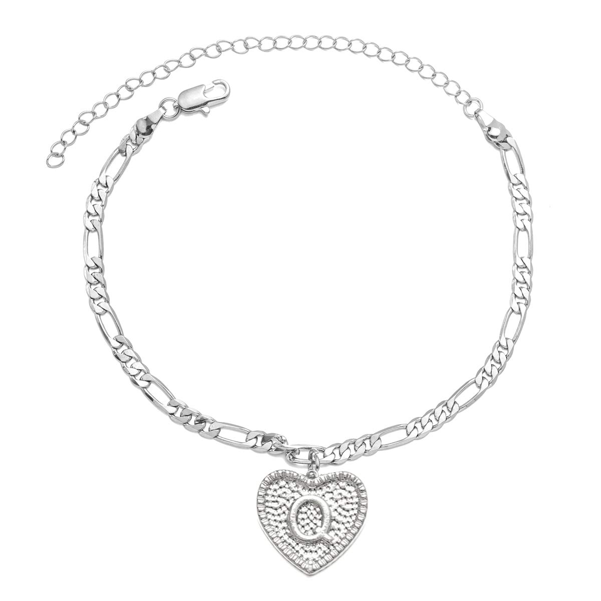 18K Gold & Silver Initial Ankle Bracelets for Women, Men & Teen Girls - Custom Name Cuban Link Figaro Anklet with Initials - Perfect for Gifts, Casual Wear & Special Occasions