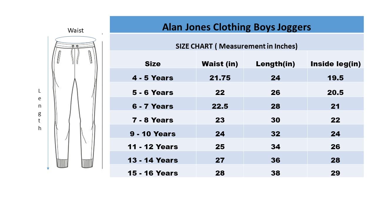 Alan Jones Boys' Solid Cotton Jogger Pants - Comfortable Athletic Track Pants for School, Play & Casual Wear