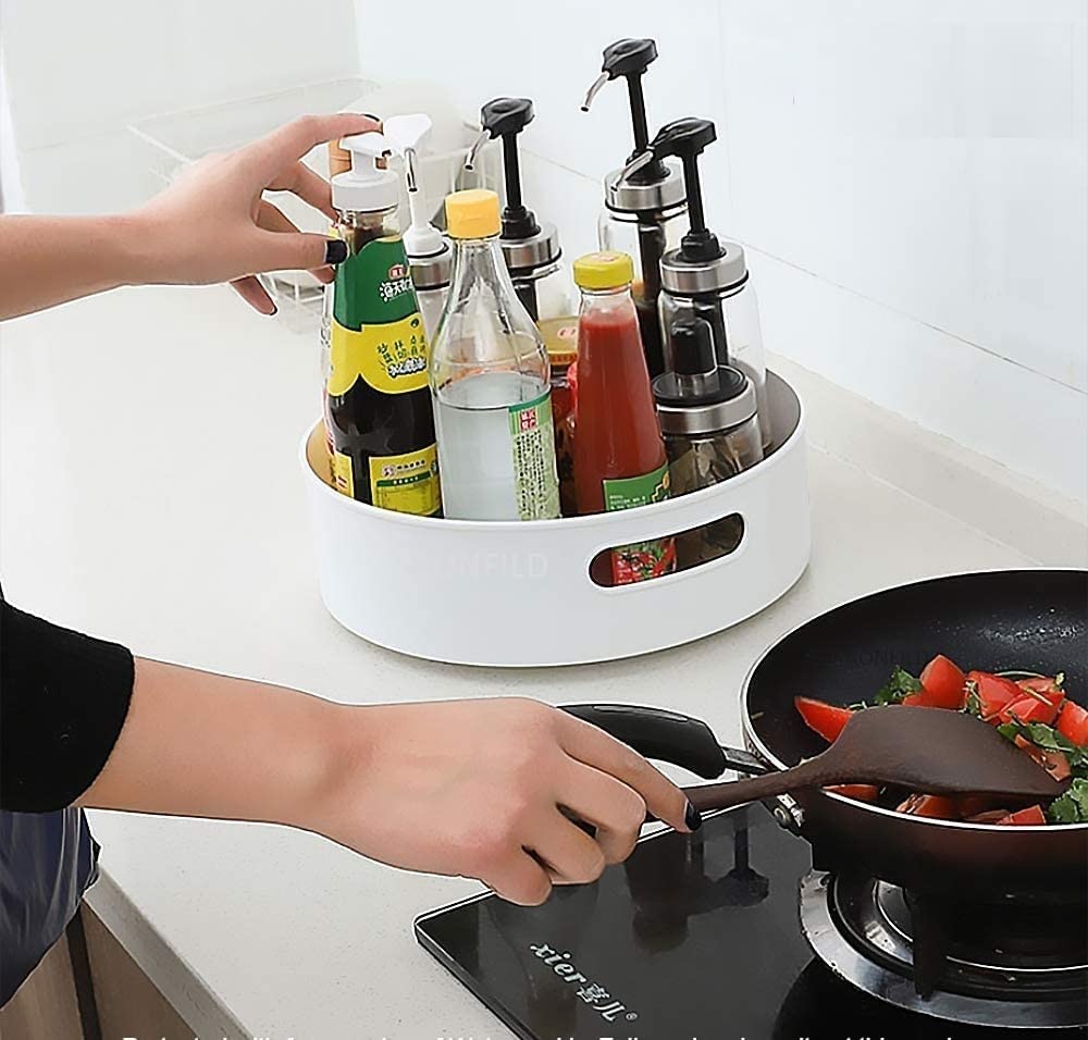 360° Rotating Lazy Susan Turntable - Multi-Purpose Kitchen Organizer for Spices, Condiments & Cosmetics | Space-Saving Cabinet Storage Solution | Durable Spice Rack & Makeup Organizer for Pantry, Bathroom & Countertop (Multicolor)