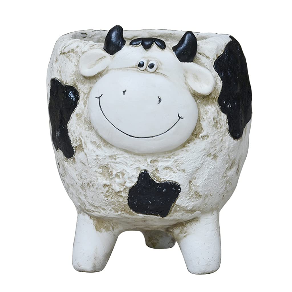 Resin Garden Sculpture - Handcrafted Cow Statue for Flower Pot & Outdoor Decor | Durable Animal Ornament for Courtyard, Gardening & Landscape Design | Perfect for Patio, Yard & Garden Decoration