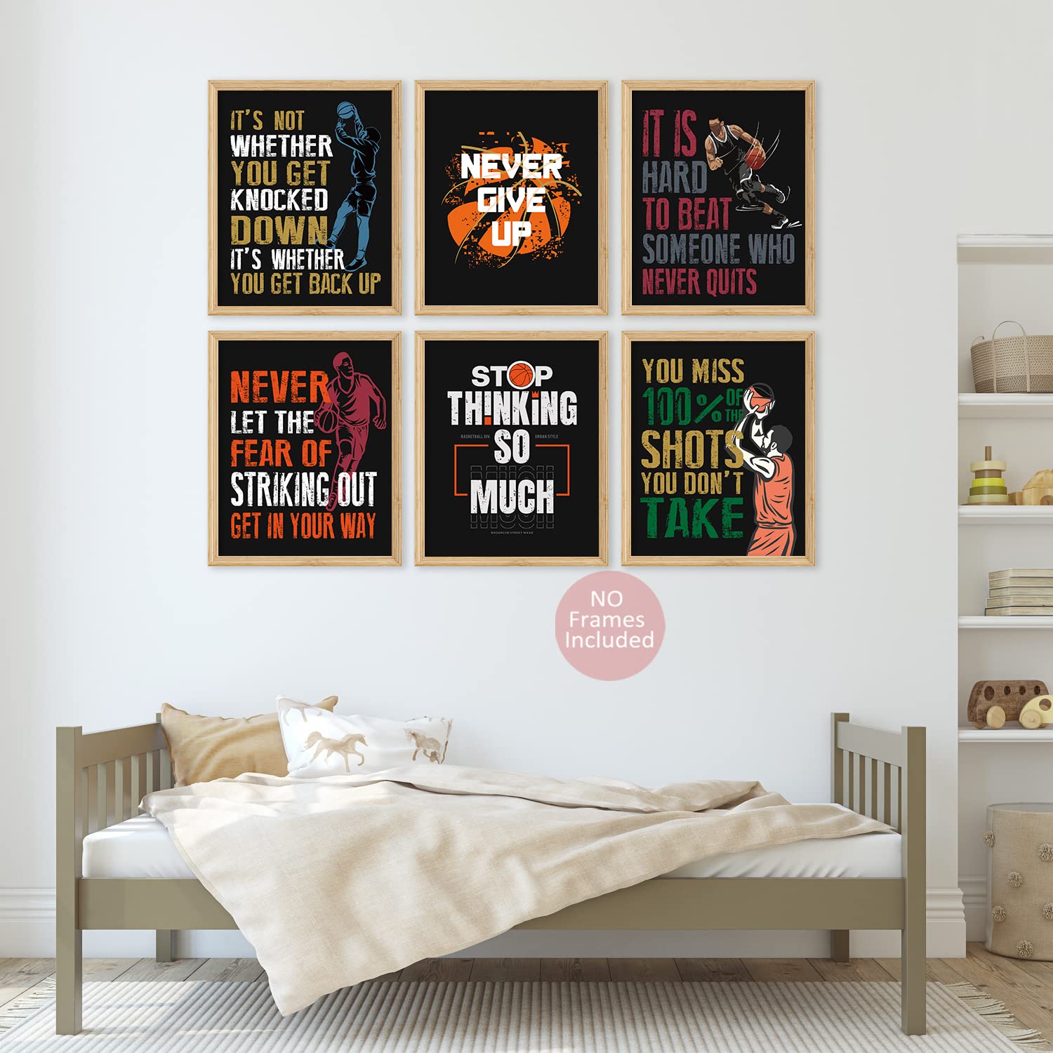 Inspirational Basketball Quotes Posters - Motivational Sports Art for Men, Kids & Teens - Basketball Room Decor for Bedroom, Playroom & Classroom - Perfect Wall Art for Bathroom, Gym & Office