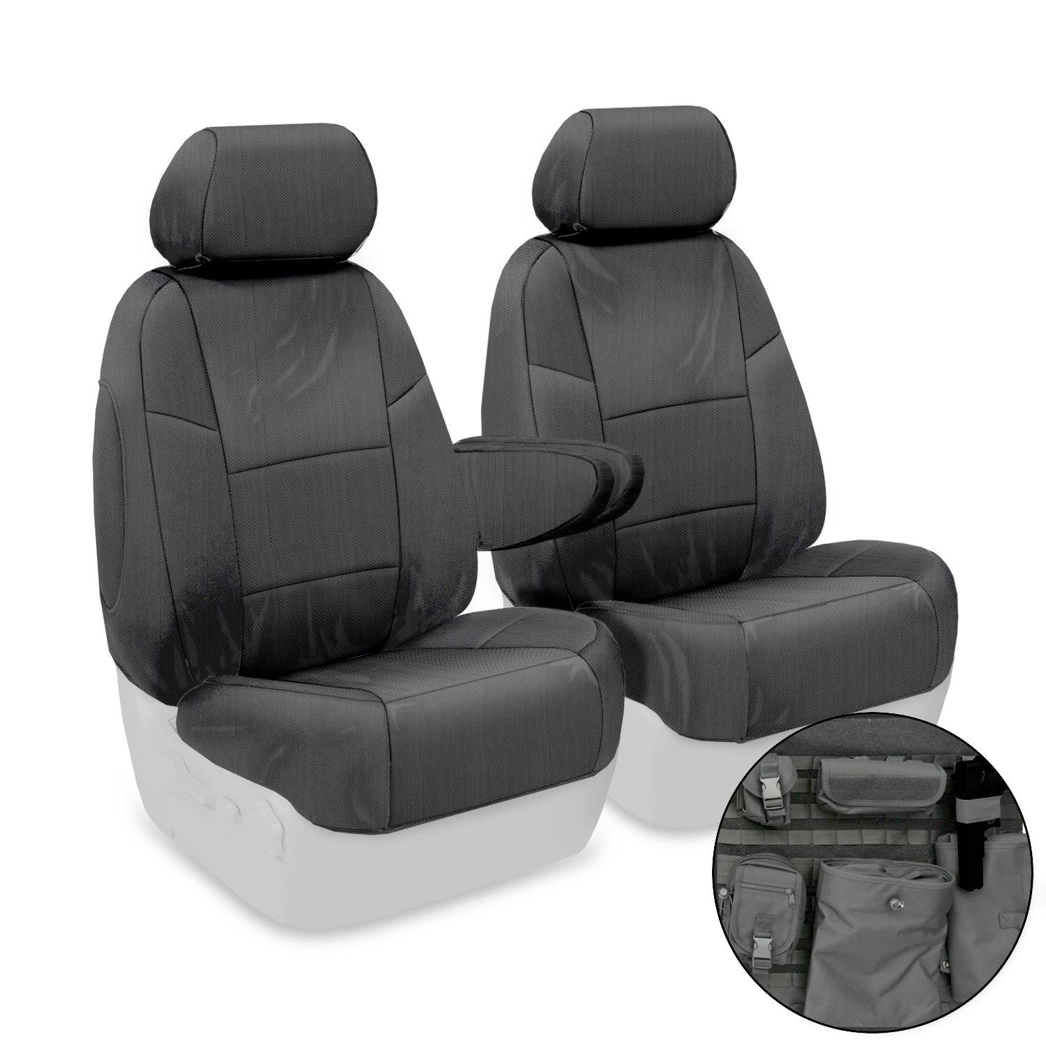 Coverking Front 50/50 Bucket Custom Fit Seat Cover for Toyota FJ Cruiser - Ballistic Fabric (Charcoal) - Durable Protection for Off-Road & Daily Driving