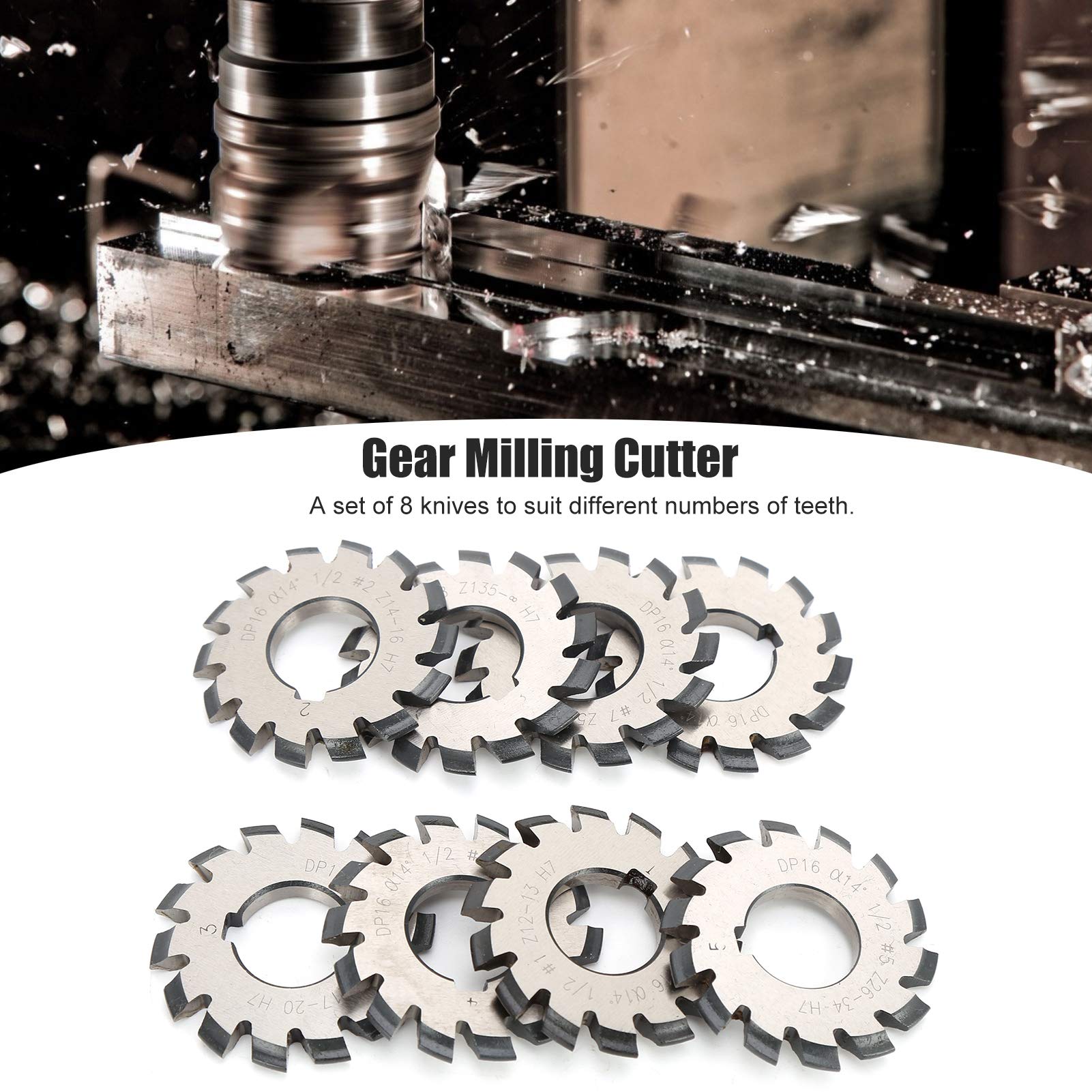 8Pcs High Speed Steel Involute Gear Milling Cutter Set - 14.5° 55mm 22mm for Gear Cutting & Machining | Perfect for DIY Projects, Automotive Repairs & Industrial Manufacturing