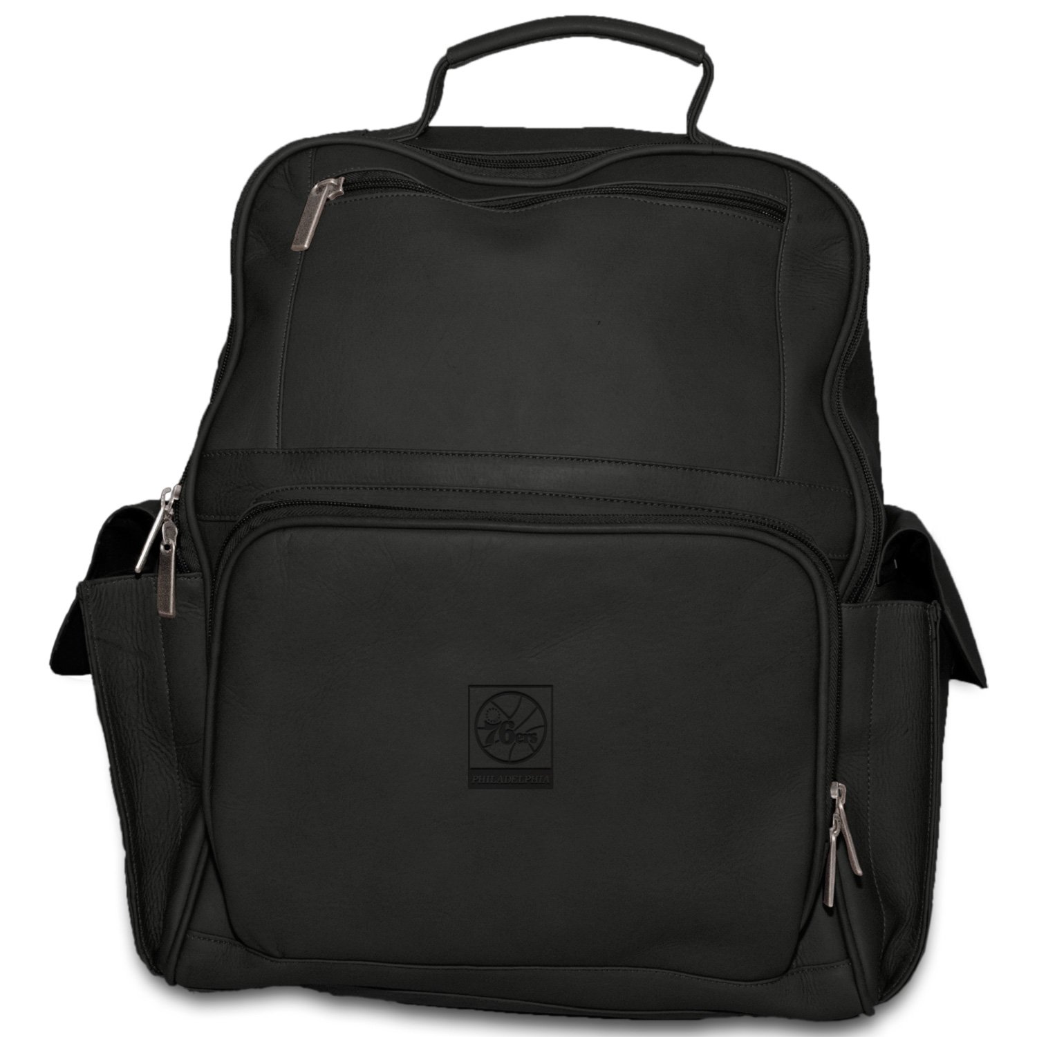 Philadelphia 76ers NBA Official Licensed Black Leather Laptop Backpack for Men - Large 15.6 Inch Computer Bag for Work, School & Travel
