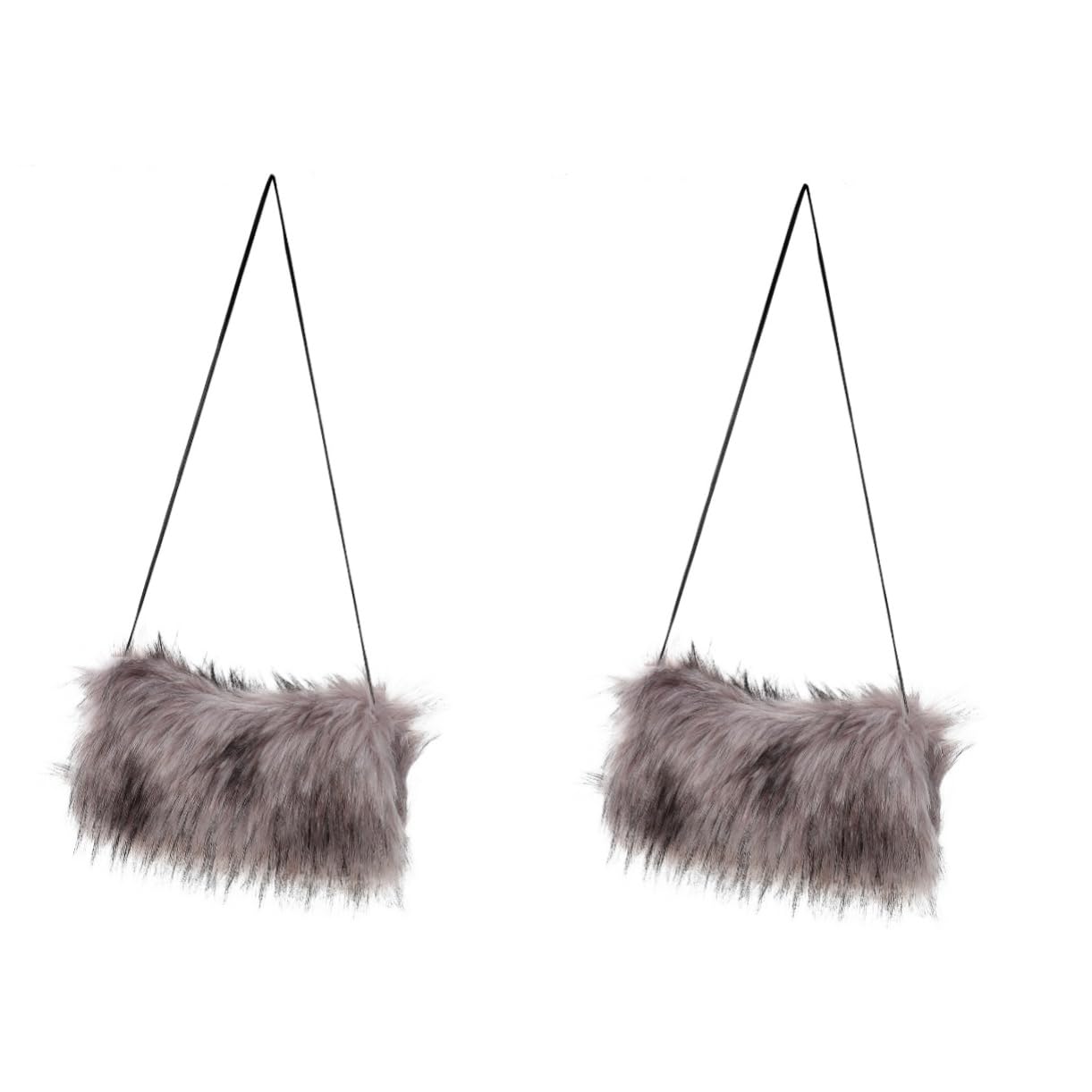 Unomor 2 Pack Women's Winter Hand Warmers - Faux Fur Hand Muffs, Arm Warmers & Hanging Pouch Set - Thickened Scarf Style for Cold Weather - Perfect for Outdoor Activities, Commuting & Winter Fashion Accessories