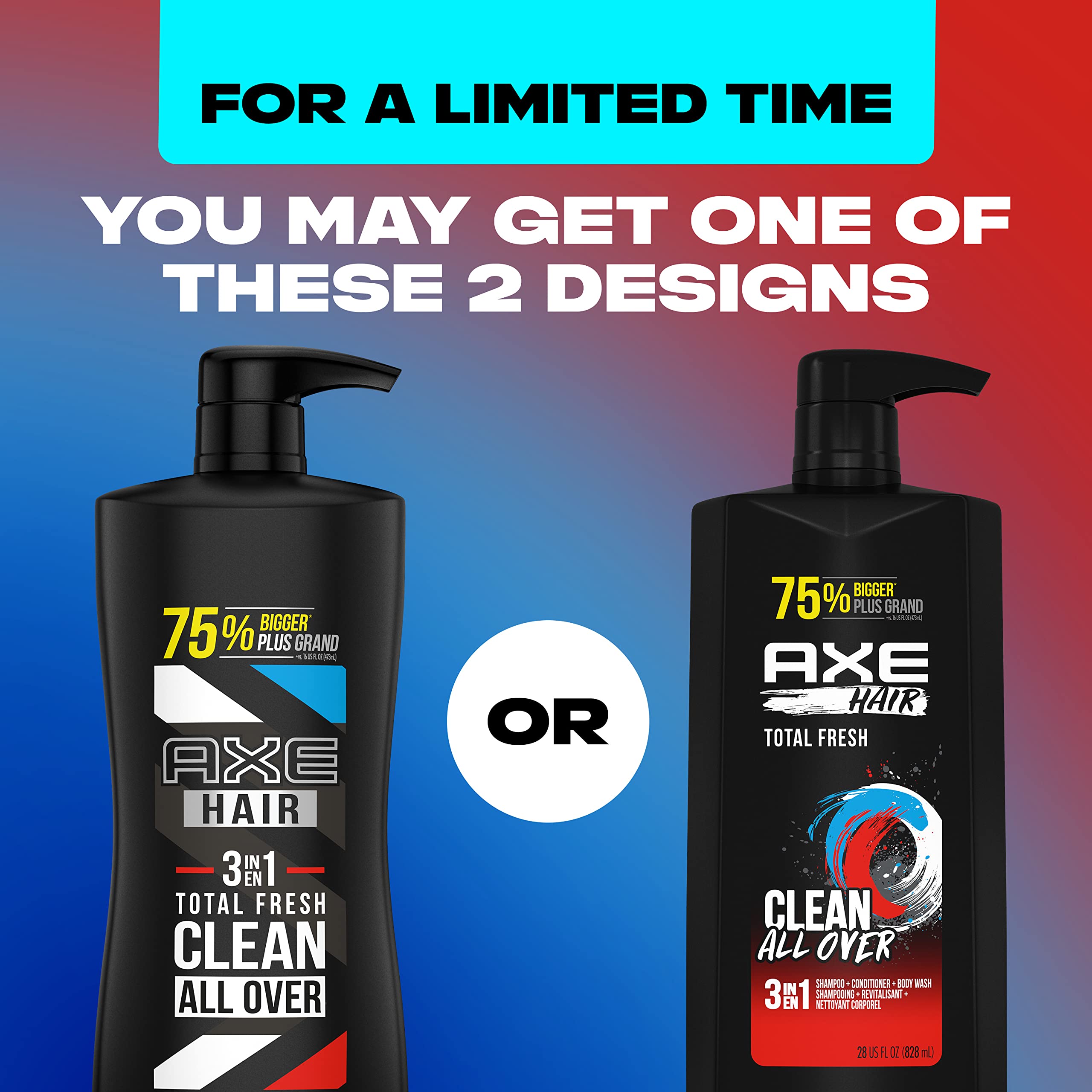 AXE 3-in-1 Body Wash, Shampoo & Conditioner for Men - Light Fresh Scent, 28 oz (4 Pack) | All-in-One Hair & Body Care | Gym, Travel & Daily Shower Essential