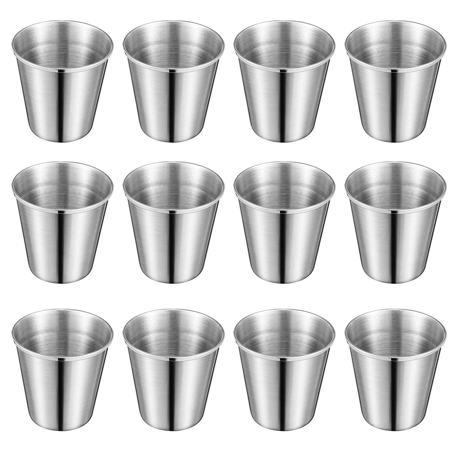 NUOBESTY 12-Pack Stainless Steel Espresso Shot Cups 30ml (1oz) - Unbreakable Metal Drinking Glasses for Coffee, Tea, Bourbon - Perfect for Camping, Travel & Outdoor Use